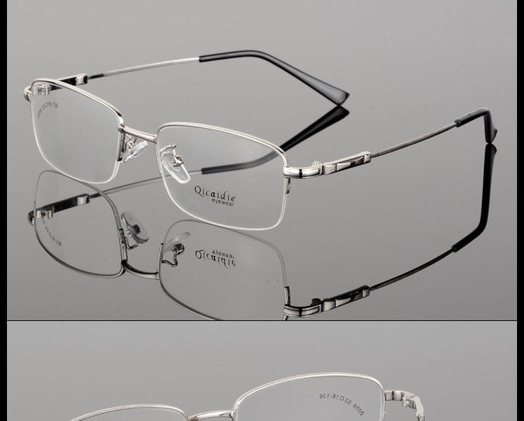 Bclear Men's Semi-Rim Square Alloy Eyeglasses - Lightweight Metal Frame Glasses for Men - Perfect for Office, Reading & Everyday Use (2008 Collection)