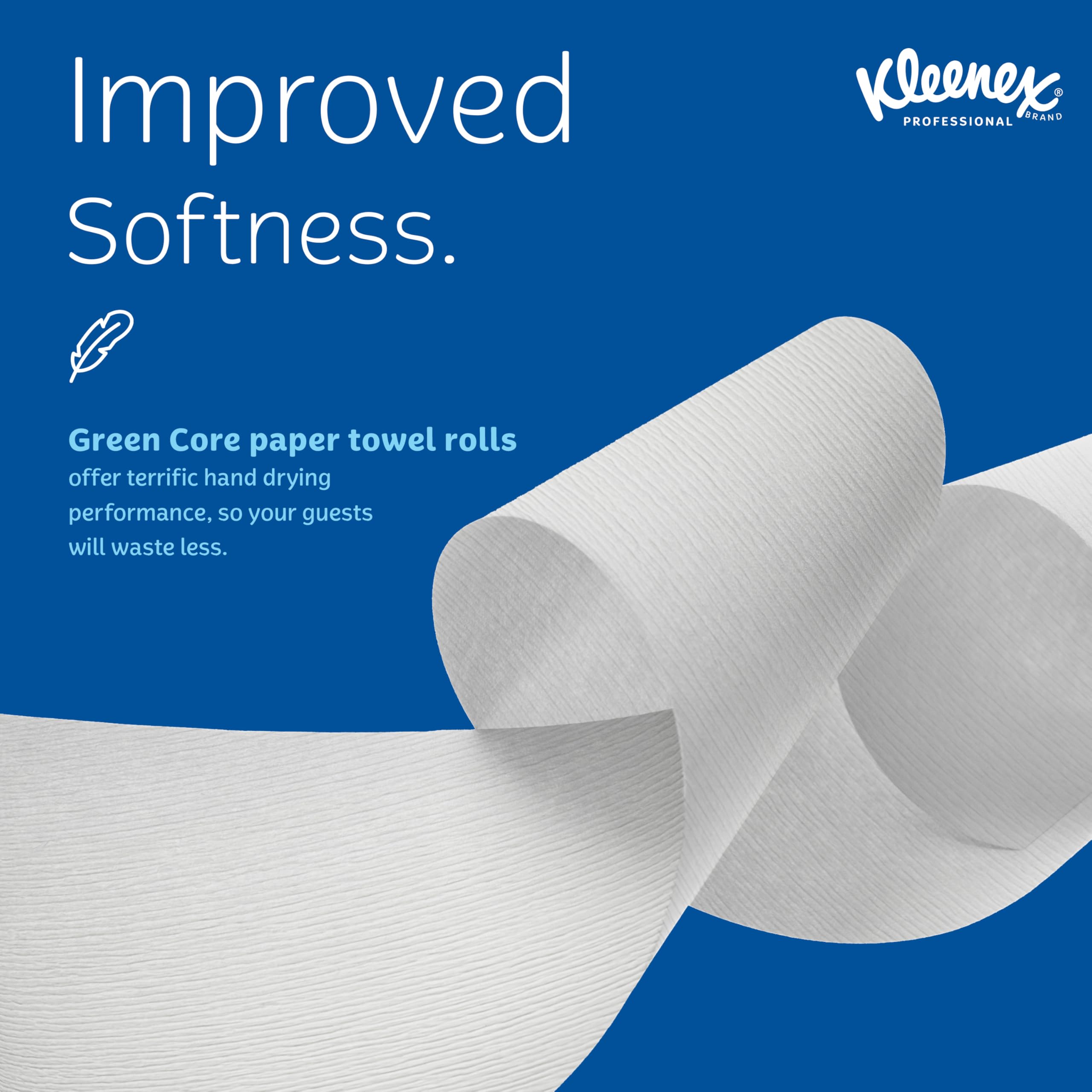 Kleenex Professional Hard Roll Paper Towels Bulk 25630 - Premium Absorbency White Paper Towels for Scott Green Core Dispensers (6 Rolls x 700ft, 4200ft per Case) - Ideal for Offices, Restaurants & Commercial Kitchens