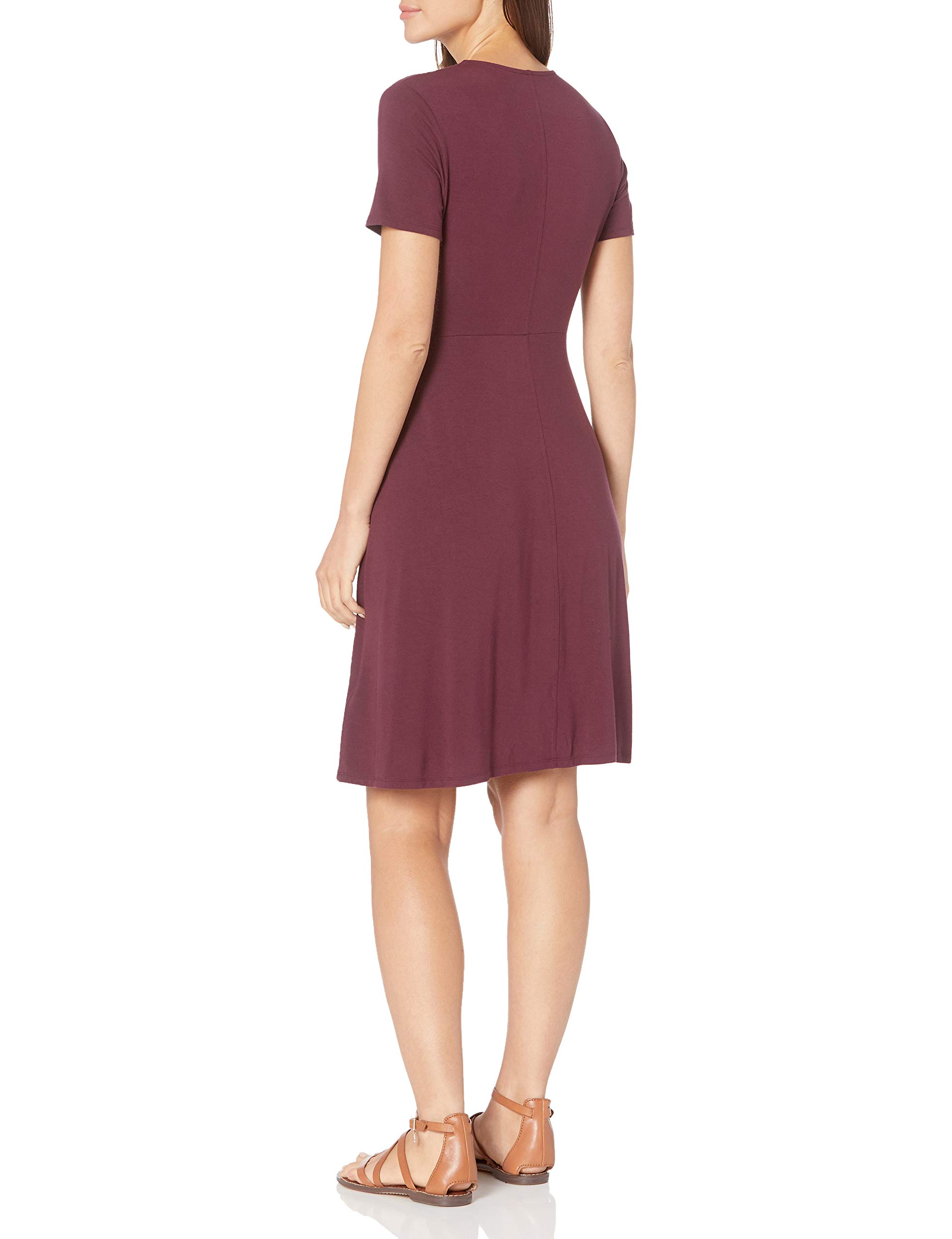 Amazon Essentials Women's Short Sleeve Faux-Wrap Dress - Flattering Casual & Office Wear for Women | Comfortable Stretchy Fabric for Everyday Use, Work, Dates & Special Occasions