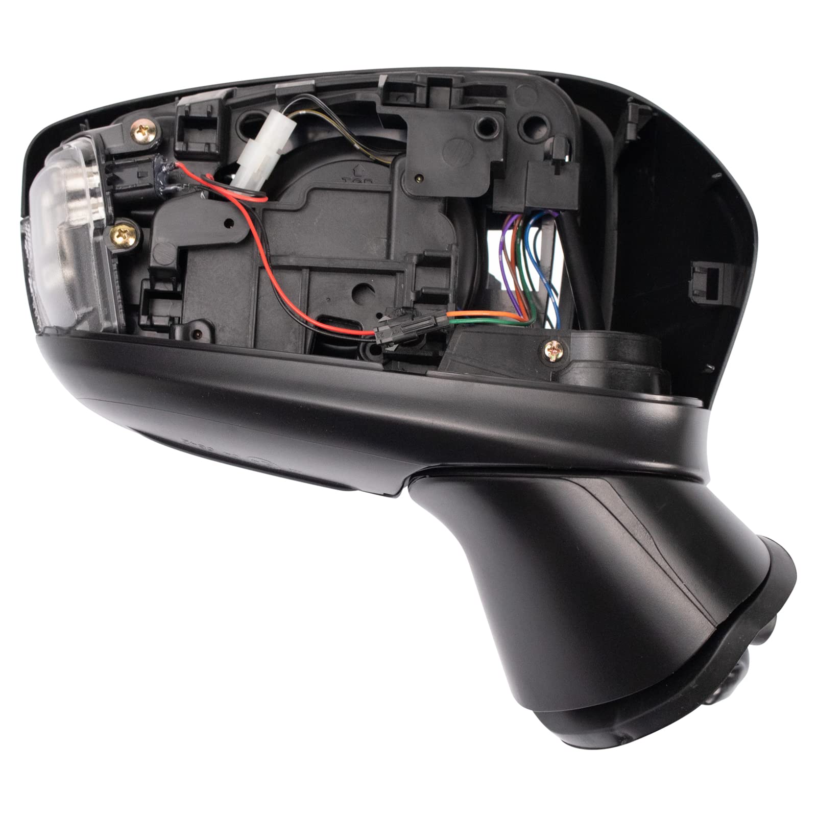 TRQ Passenger Side Right Mirror with Turn Signal & Blind Spot Indicator - Compatible with 2014-2016 Mazda 3 (MA1321193) | No Heating Function | Durable Housing Design for Enhanced Safety & Visibility During Lane Changes
