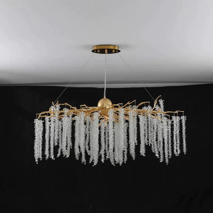Elegant Lacuna White Branch Chandelier - Modern Crystal Ceiling Light Fixture for Dining Room, Bedroom & Living Room Decor