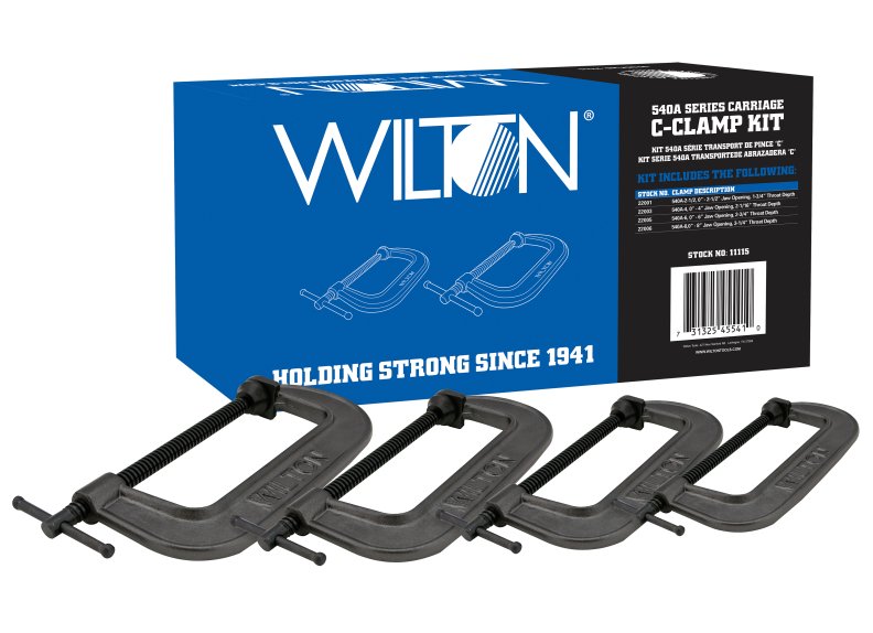 540A Series Heavy Duty Carriage C Clamp Kit - 4-Piece Set for Woodworking, Metalworking & DIY Projects - Perfect for Welding, Carpentry and Home Repairs