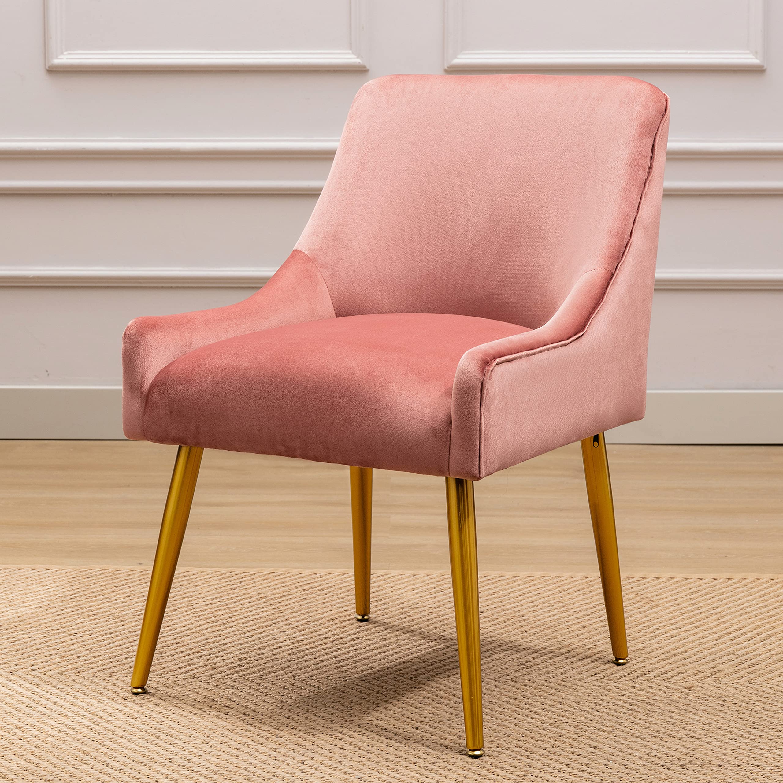 Modern Velvet Accent Chair with Metal Legs - Upholstered Armchair for Living Room, Bedroom, Office & Study | Comfortable Club Chair for Dining & Leisure | Rosewood & Velvet Fabric (Perfect for Reading Nook, Home Decor & Small Spaces)