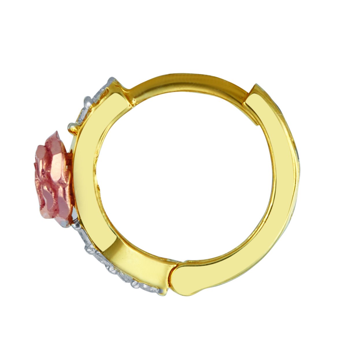 Wellingsale 14k Rose & Yellow Gold CZ Huggie Hoop Earrings for Women - Elegant Rose Design, Perfect for Parties, Weddings & Everyday Wear