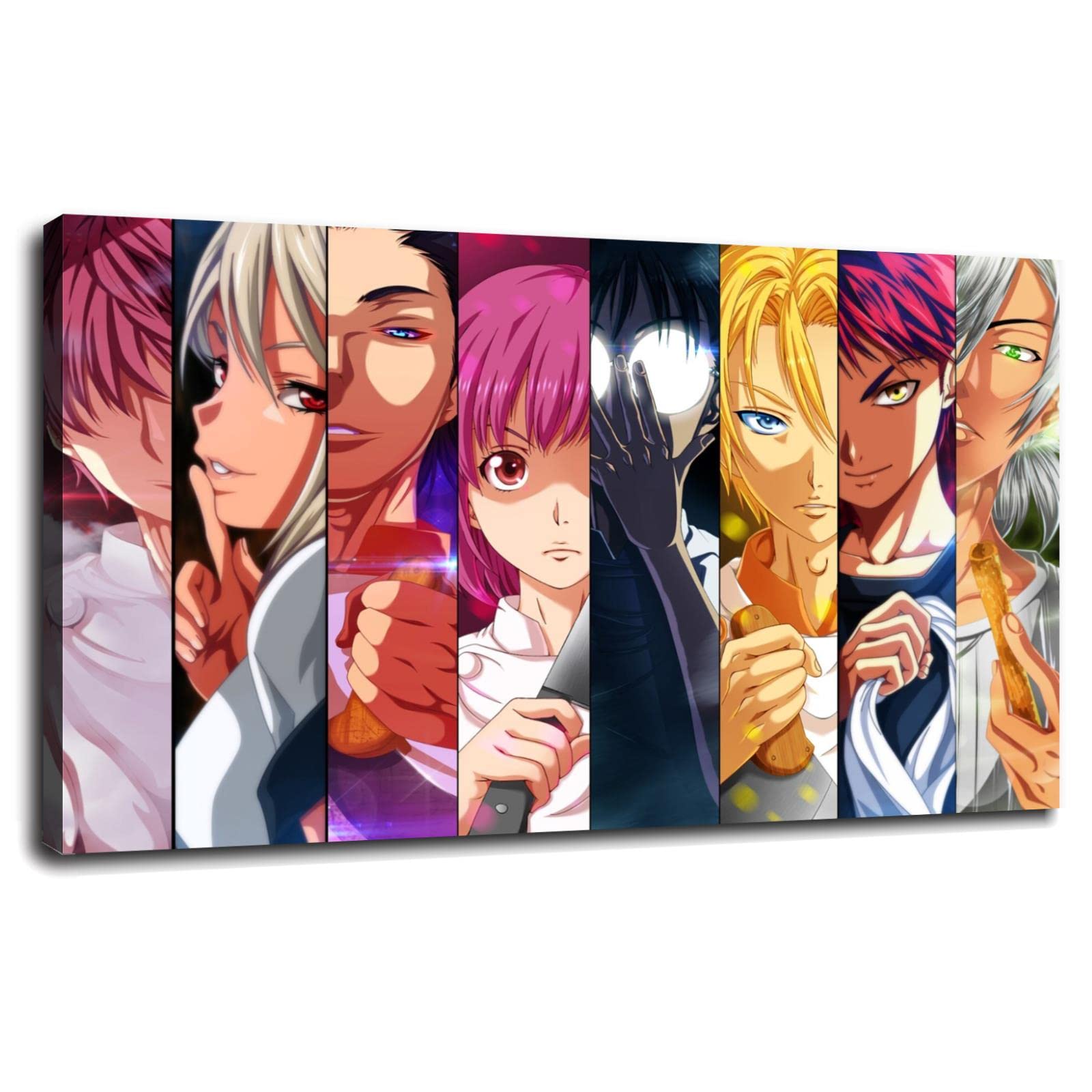 Food Wars Shokugeki No Soma Anime Poster - Japanese Canvas Wall Art Print for Boys Bedroom, Home & Office Decor - 36x20 Inches Framed - Perfect for Anime Fans & Gift Giving