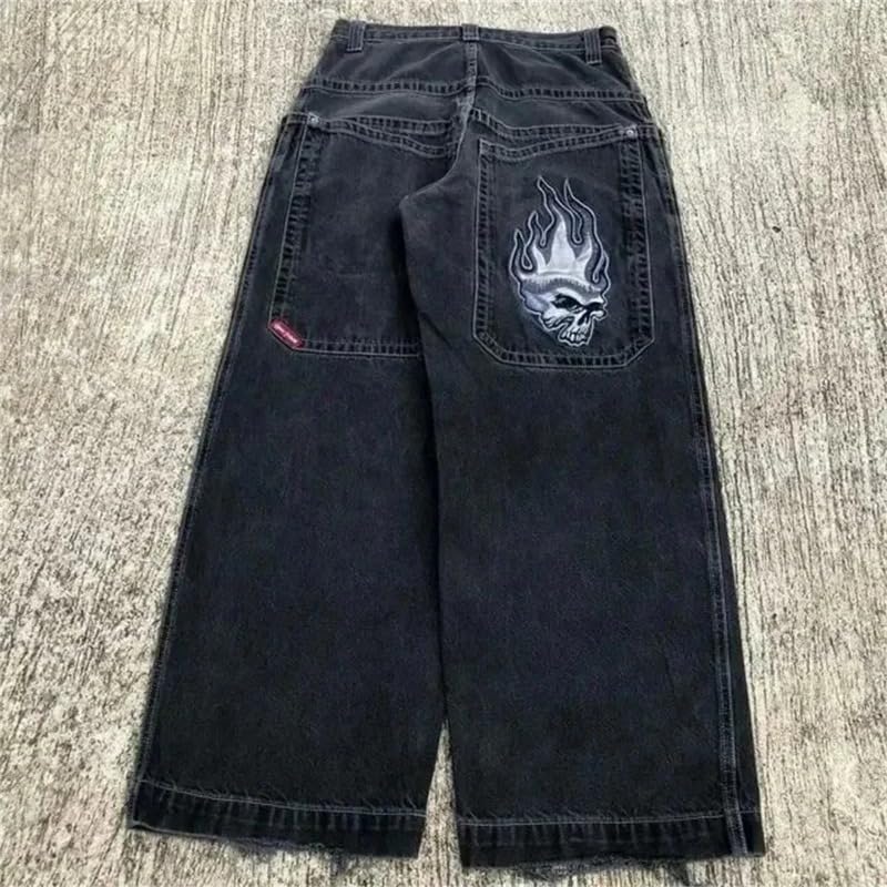 Retro Gothic Printed High Waist Jeans for Women | Y2K Streetwear Hip Hop Pants | Harajuku Fashion | Plus Size 1XL-2XL | Perfect for Concerts, Raves & Alternative Outfits