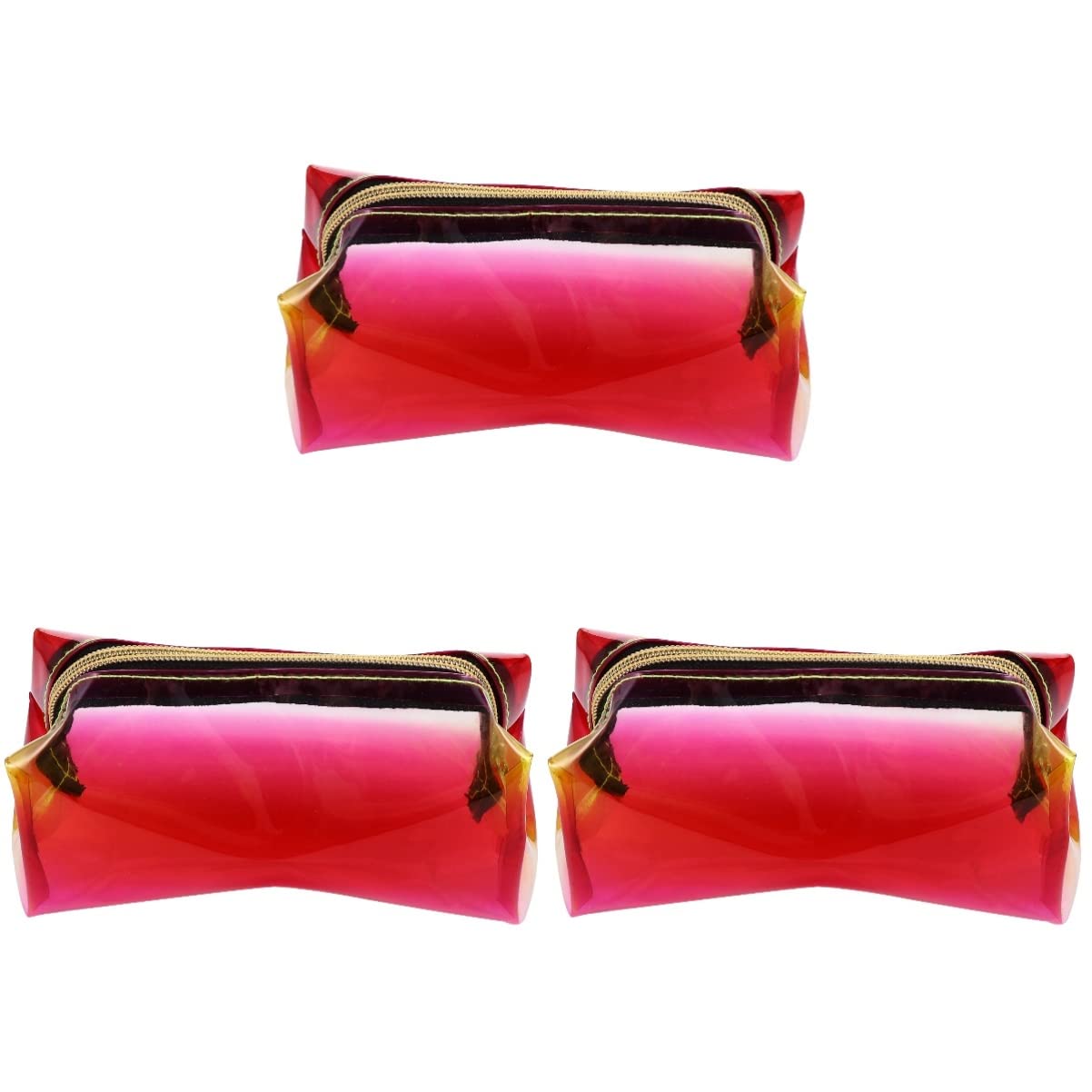 VALICLUD 3-Piece Holographic Makeup Bags Set - Clear Transparent Cosmetic Pouch with Zipper, Iridescent Toiletry Bag for Travel, Gym & Daily Organizer (Perfect for Makeup, Skincare & Jewelry Storage)