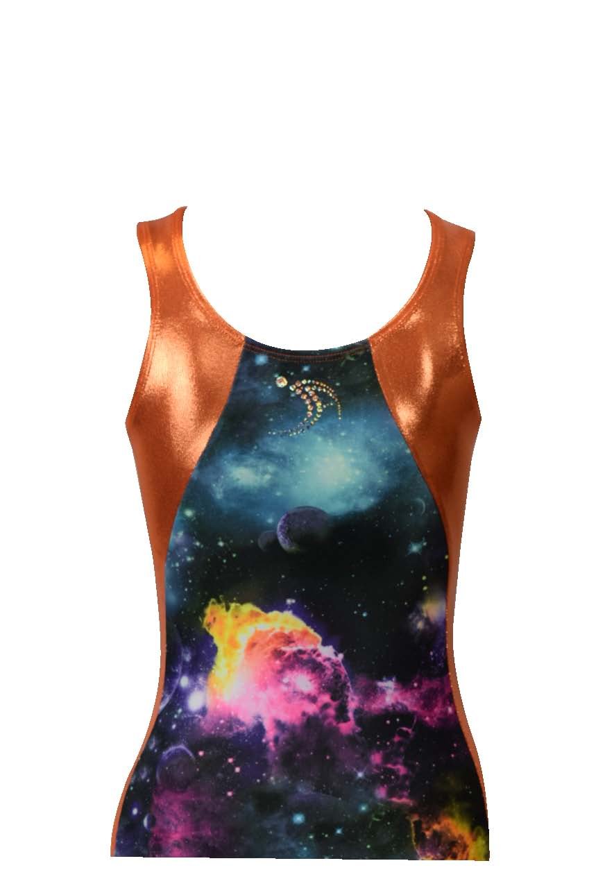 Sookie Active Galaxy Leotard for Women - Stretchy Dance Leotard with Cosmic Print - Perfect for Ballet, Gymnastics, Yoga & Performance Wear