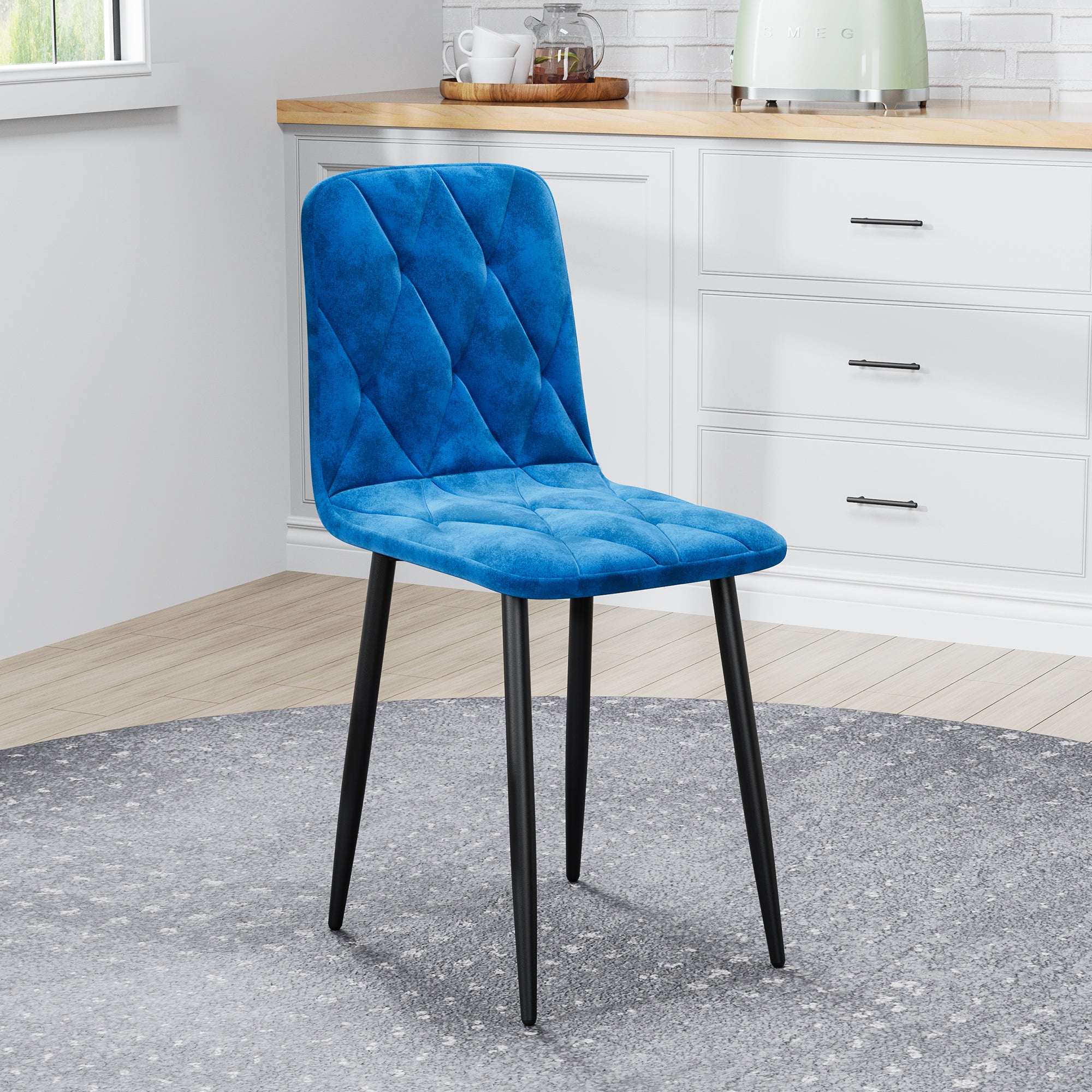 4-Piece Velvet Dining Chairs Set with Cushioned Seats & Sturdy Metal Legs - Modern Kitchen & Dining Room Furniture for Home, Restaurant, or Office Use