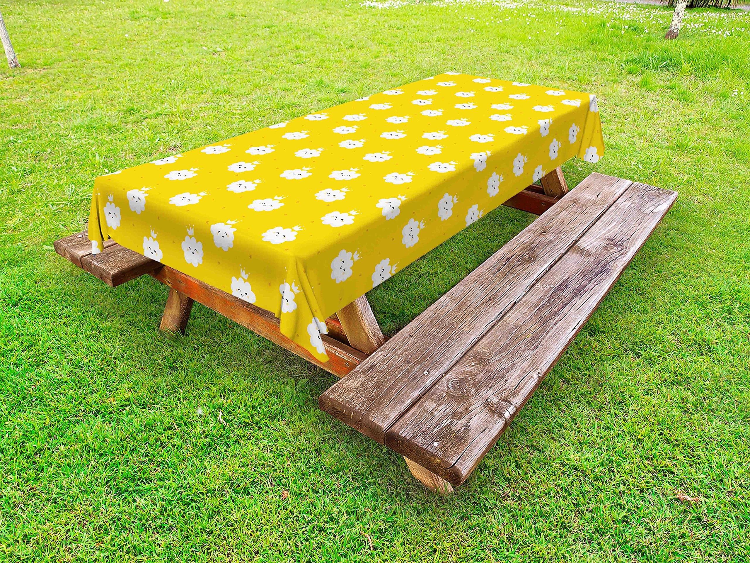 Ambesonne Cloud Cartoon Tablecloth - Washable Picnic & Outdoor Decor