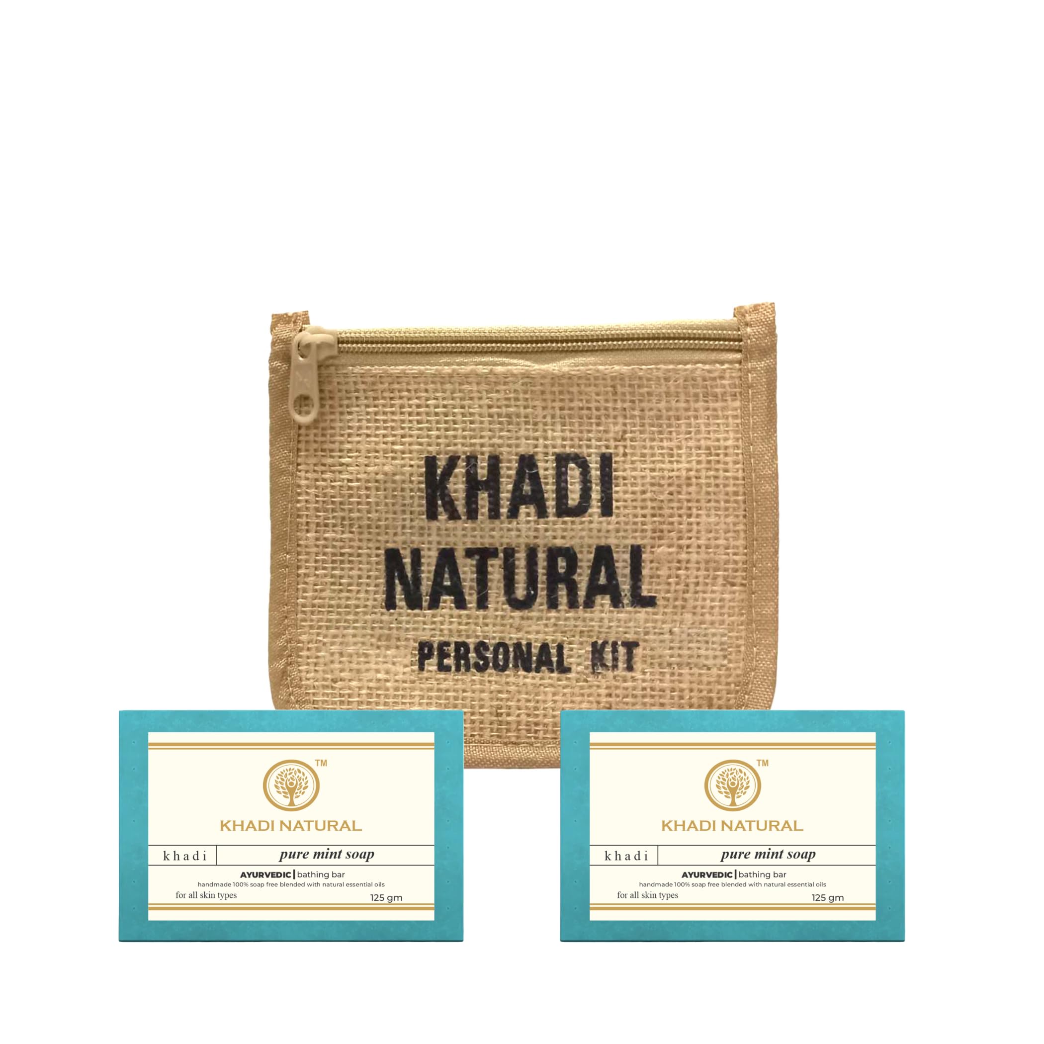 Khadi Natural Pure Mint Soap 125g (Pack of 2) - Refreshing & Antibacterial Face & Body Cleanser for Acne-Prone Skin - Perfect for Morning Shower & Post-Workout Refreshment