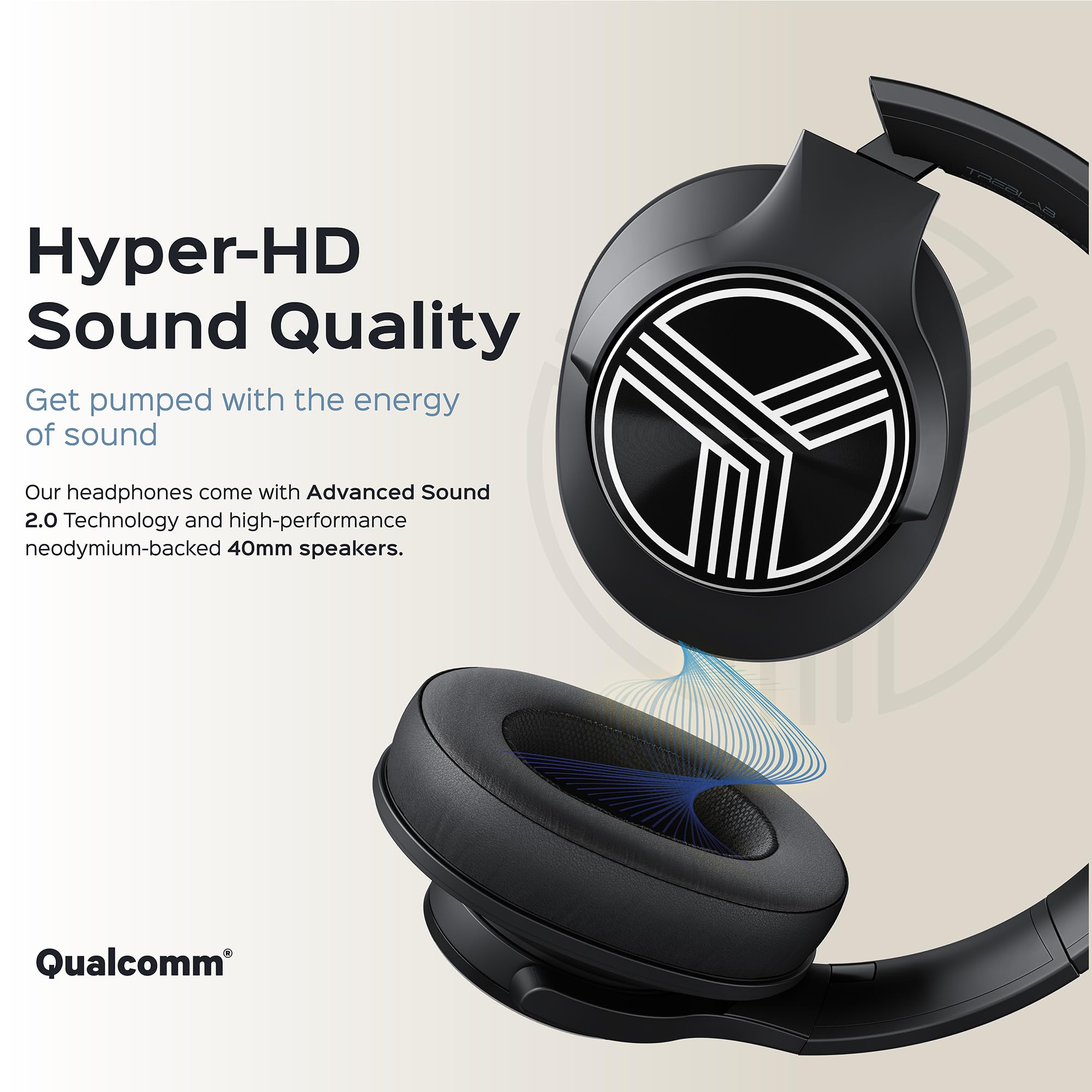 TREBLAB Z2 Wireless Bluetooth Headphones with Active Noise Cancelling - 35H Battery, HD Sound & Deep Bass, Foldable Over-Ear Design for Gym, Running, Travel & Workouts - Comfortable for Long Wear, Built-in Mic for Calls