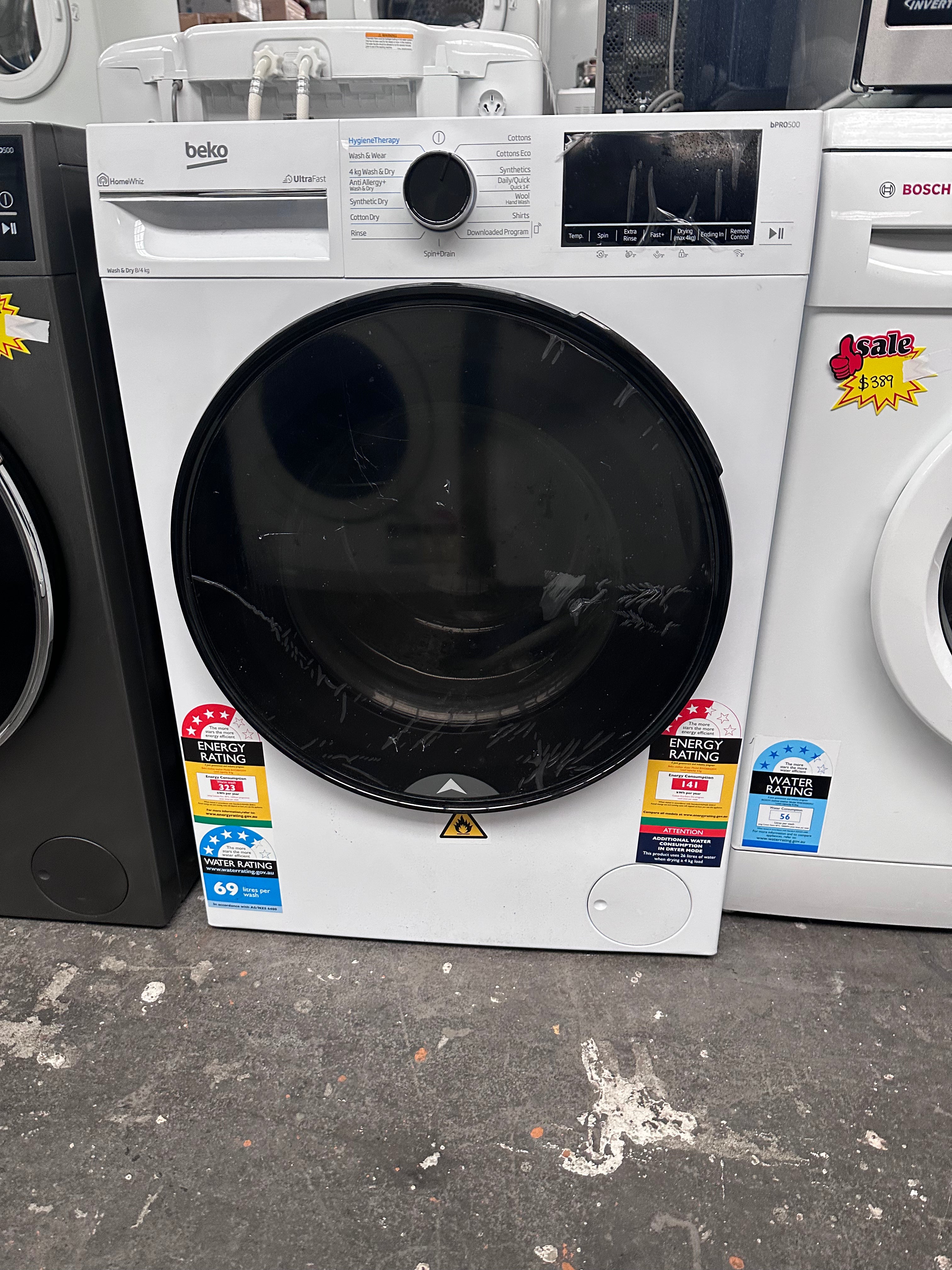 Beko BWDB8420W 8kg/4kg UltraFast Washer Dryer Combo - Factory Second | Compact Laundry Solution for Apartments & Small Homes | Energy Efficient Washing Machine with Quick Dry Function