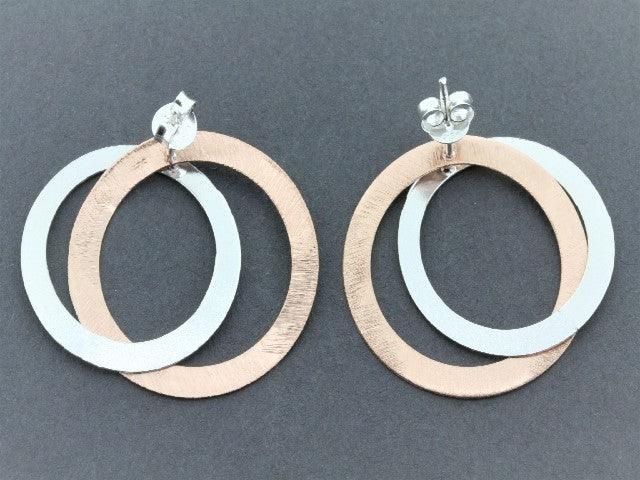 Interlinked Saturn Stud Earrings - Rose Gold on Silver - Perfect for Everyday Wear & Special Occasions