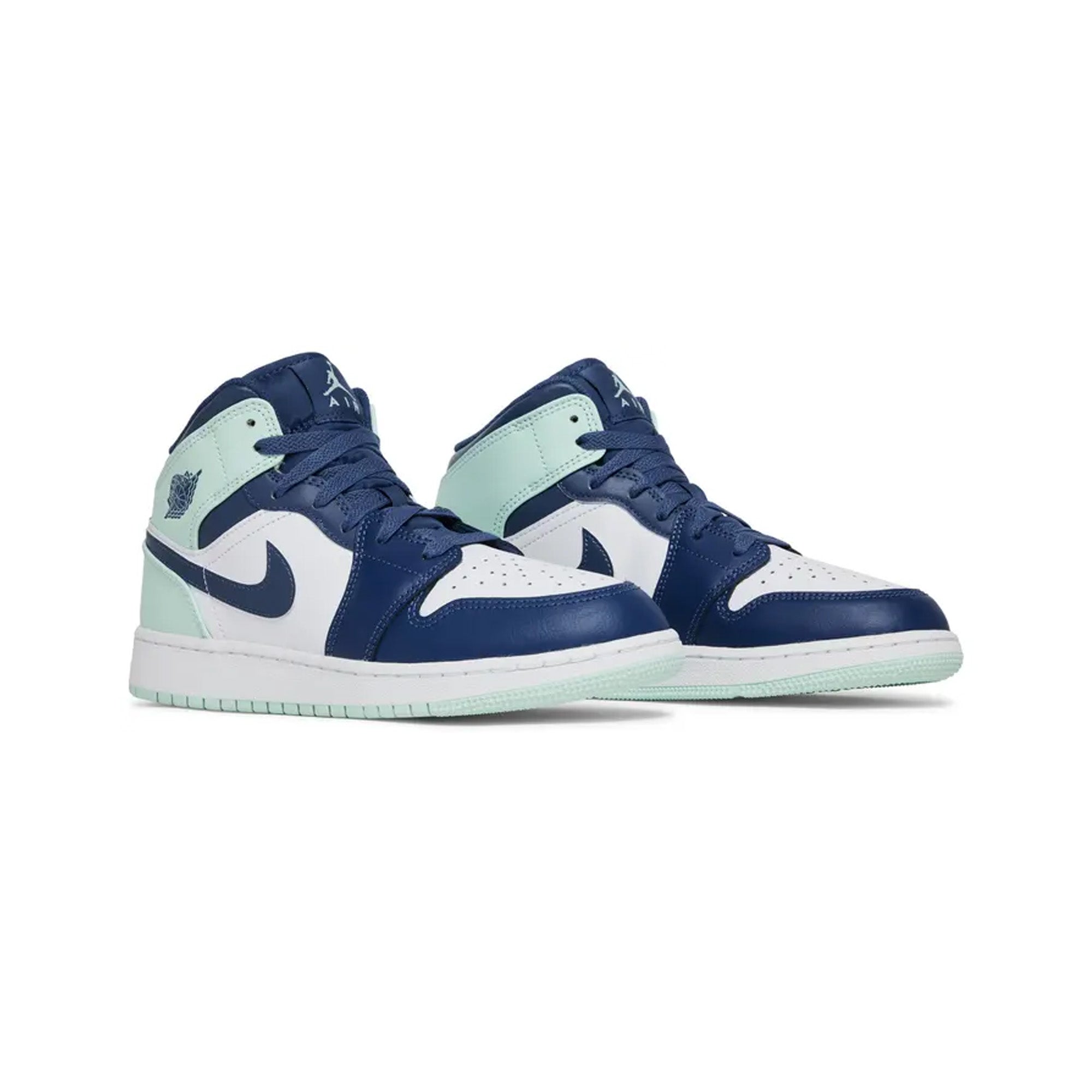 Air Jordan 1 Mid 'Blue Mint' GS Sneakers for Girls (2022) - Comfortable Basketball Shoes for School, Sports & Casual Wear
