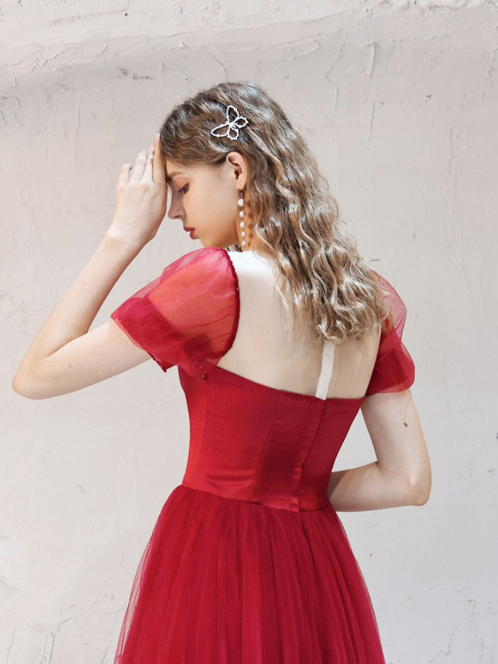 Elegant A-Line Burgundy Long Prom Dresses with Tulle & Beading - Formal Evening Gowns for Homecoming, Ball, Wedding Guest & Special Occasions