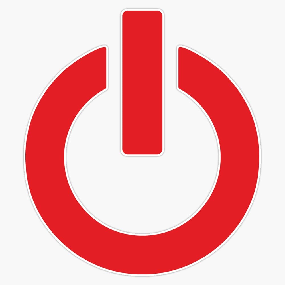 Red Power Button Sticker - 5