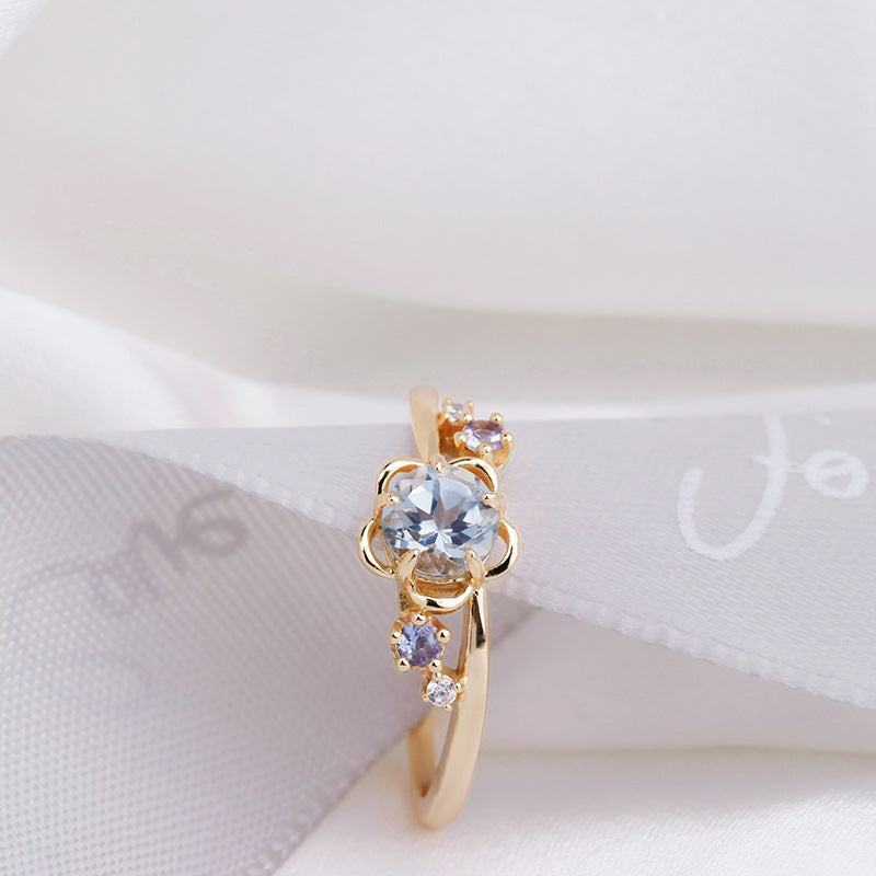 Natural Swiss Blue Topaz & Tanzanite Ring | Elegant 925 Sterling Silver Jewelry for Women | Perfect for Weddings, Anniversaries & Special Occasions