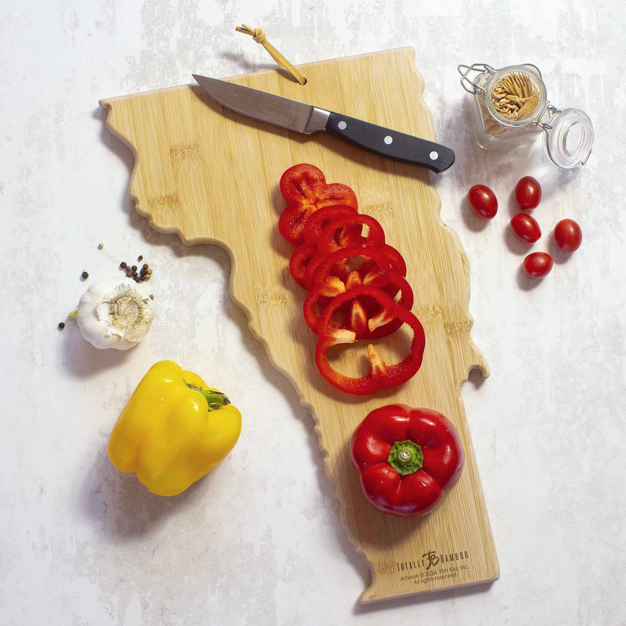 Premium Vermont Wooden Cutting Board with Fish Kiss™ Artwork - Durable Kitchen Chopping Board for Meat, Vegetables & Cheese - Perfect for Cooking, Serving & Home Decor
