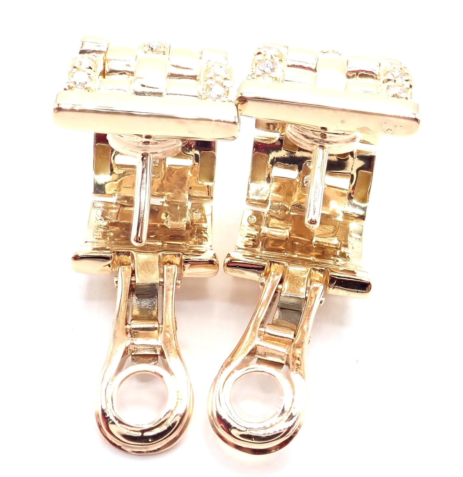 Authentic Cartier Maillon Panthere 18K Gold Diamond Five Row Link Earrings - Luxury Jewelry for Women, Perfect for Parties, Weddings & Special Occasions