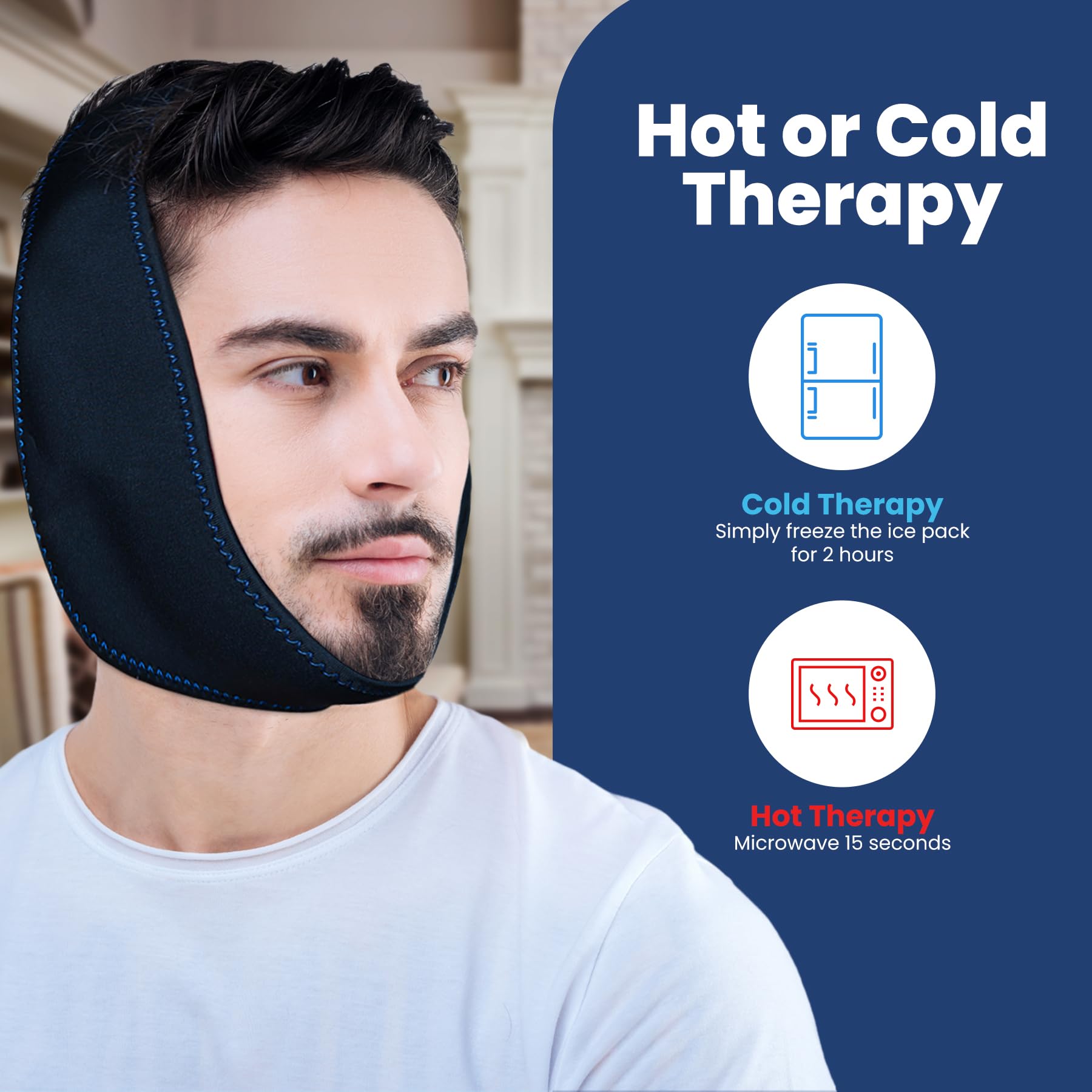 Fittest Pro Wisdom Teeth Ice Pack Head Wrap - Reusable Hot & Cold Gel Jaw Ice Pack for TMJ Relief, Tooth Extraction, Oral Surgery Recovery - Perfect for Post-Surgery Swelling & Pain Relief After Wisdom Teeth Removal, Dental Procedures & Tonsillectomy