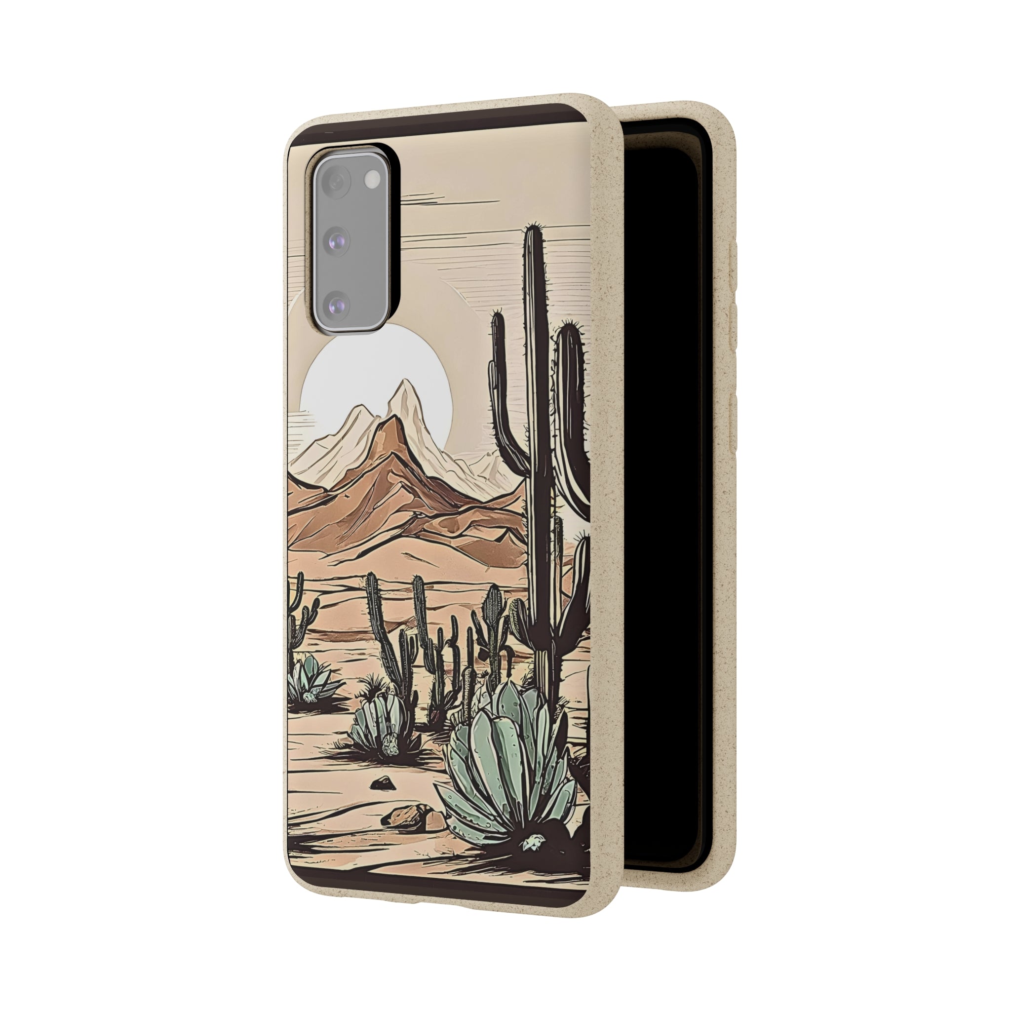 Eco-Friendly Biodegradable Phone Case with Rustic Desert & Cactus Print - Compatible with iPhone & Samsung | Sustainable Joshua Tree Design | Perfect Gift for Nature Lovers & Arizona Travelers