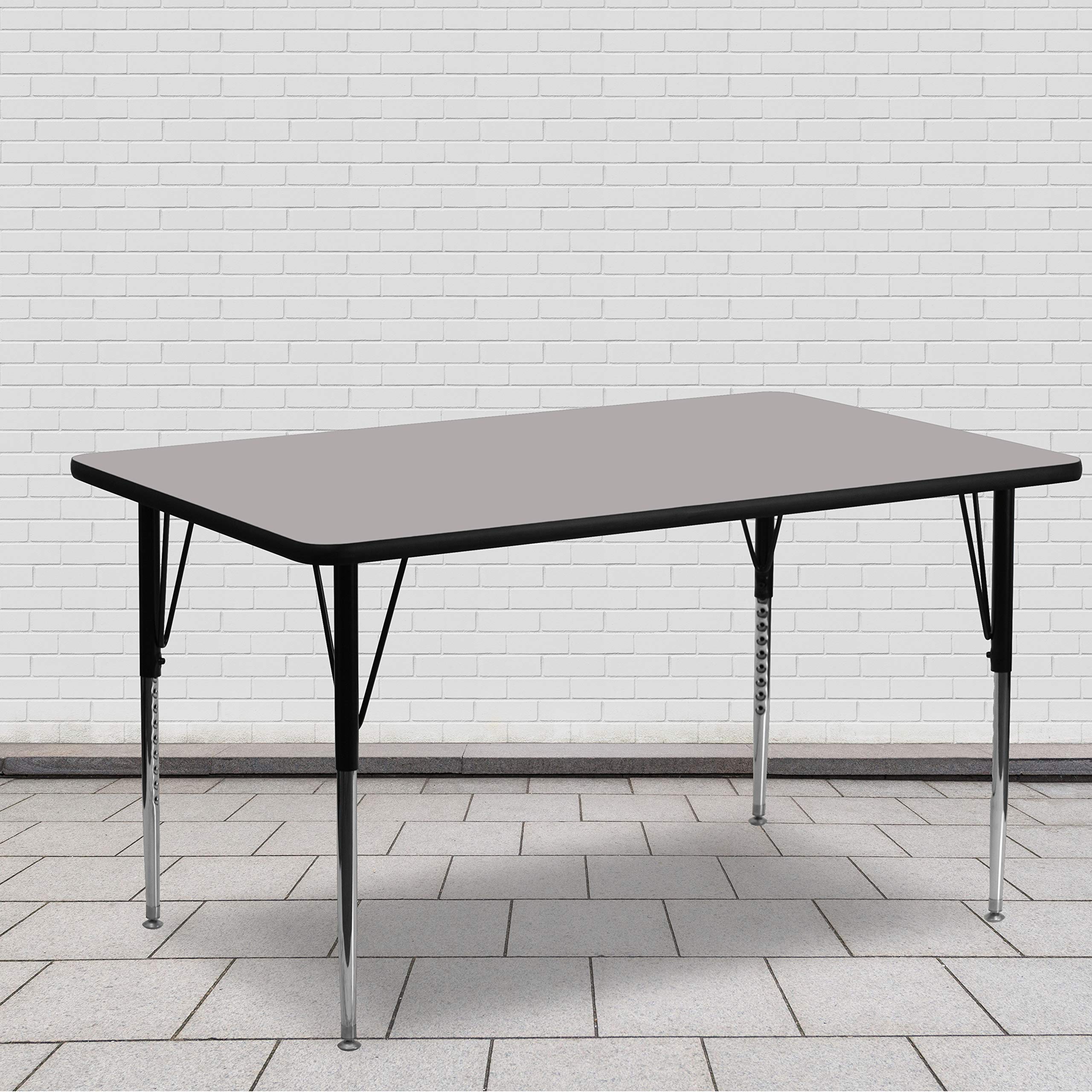 EMMA + OLIVER 24x60 Inch Grey HP Laminate Adjustable Activity Table - Perfect for Classrooms, Offices, and Home Study Spaces