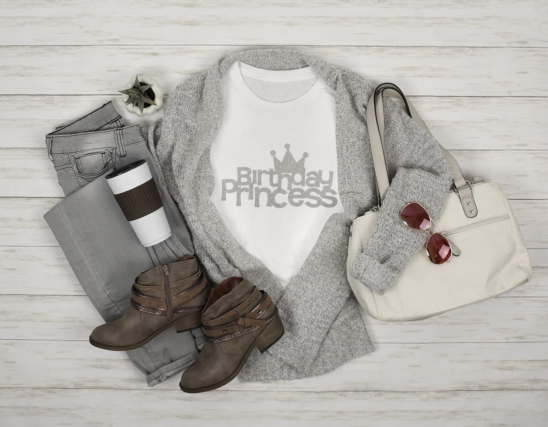 Birthday Princess Iron On Decal - DIY Birthday Girl T-Shirt Transfer for Kids & Adults - Perfect for Birthday Parties, Celebrations & Personalized Gifts (White)