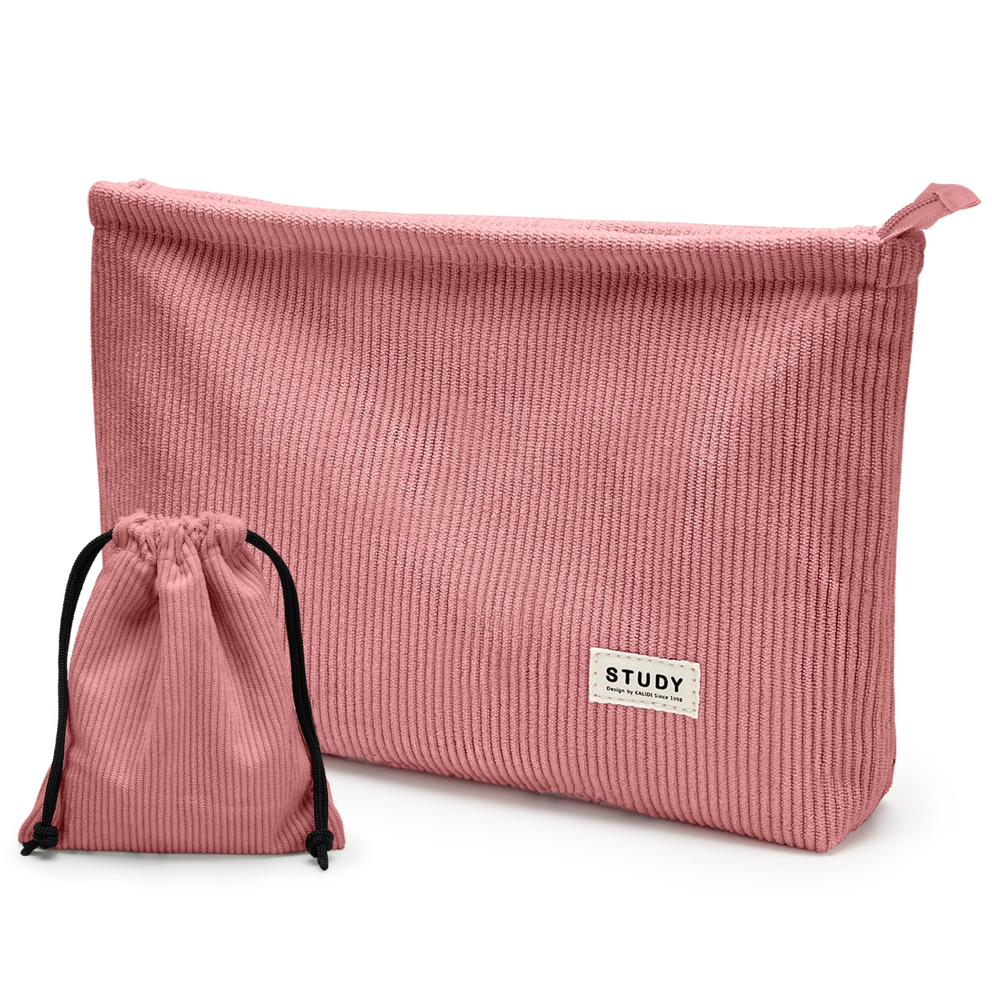 WLLWOO 2-Piece Corduroy Makeup Bag Set - Waterproof Cosmetic Pouch with Zipper, Travel Toiletry Organizer & Pencil Case for Women | Perfect for Daily Use, Travel, and Gift Giving