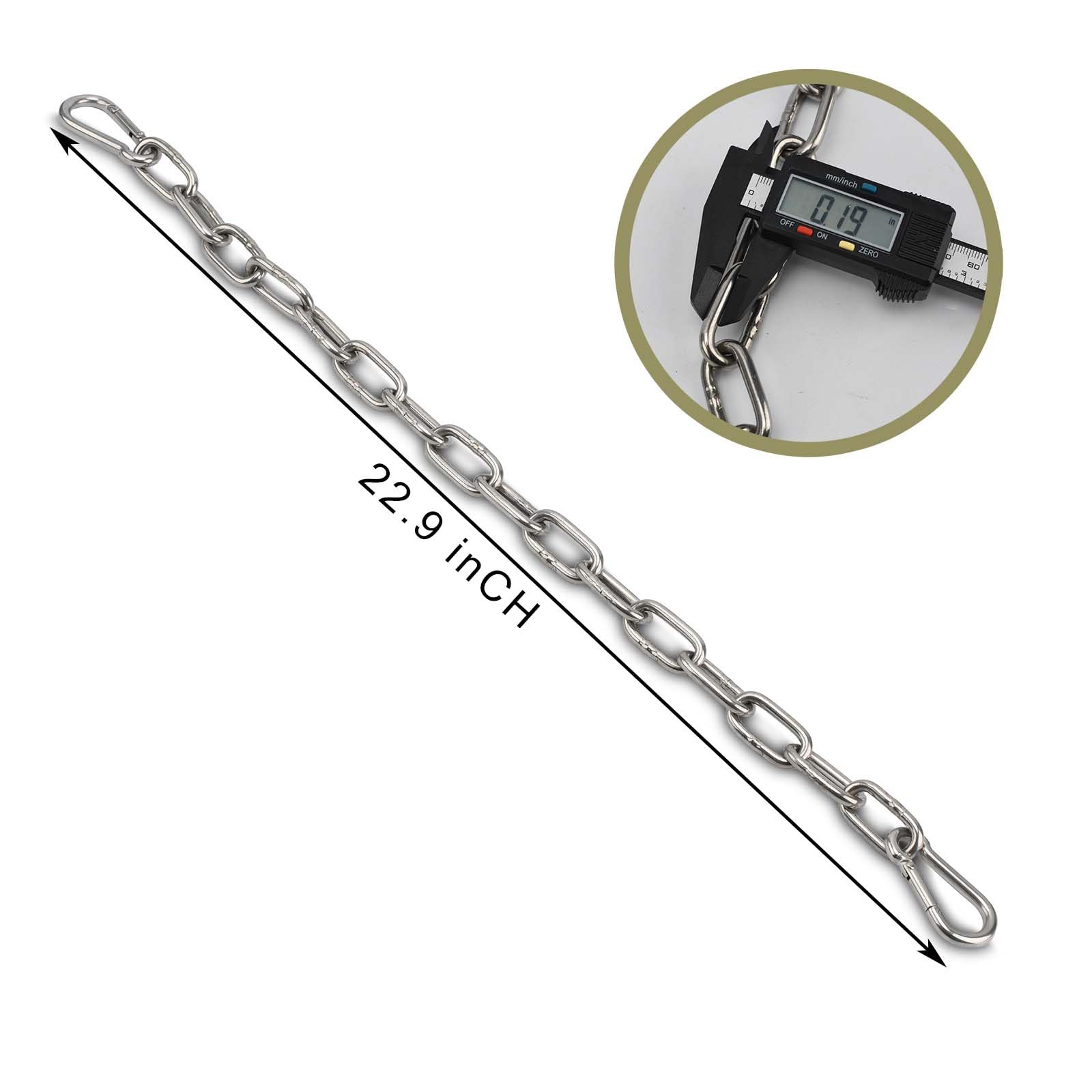 2Pcs Stainless Steel Gate Chain Lock with Carabiner - 22.9 Inch Heavy Duty Gate Latch for Horse Stall, Barn, Fence, Shed & Farm Security - Outdoor & Livestock Use