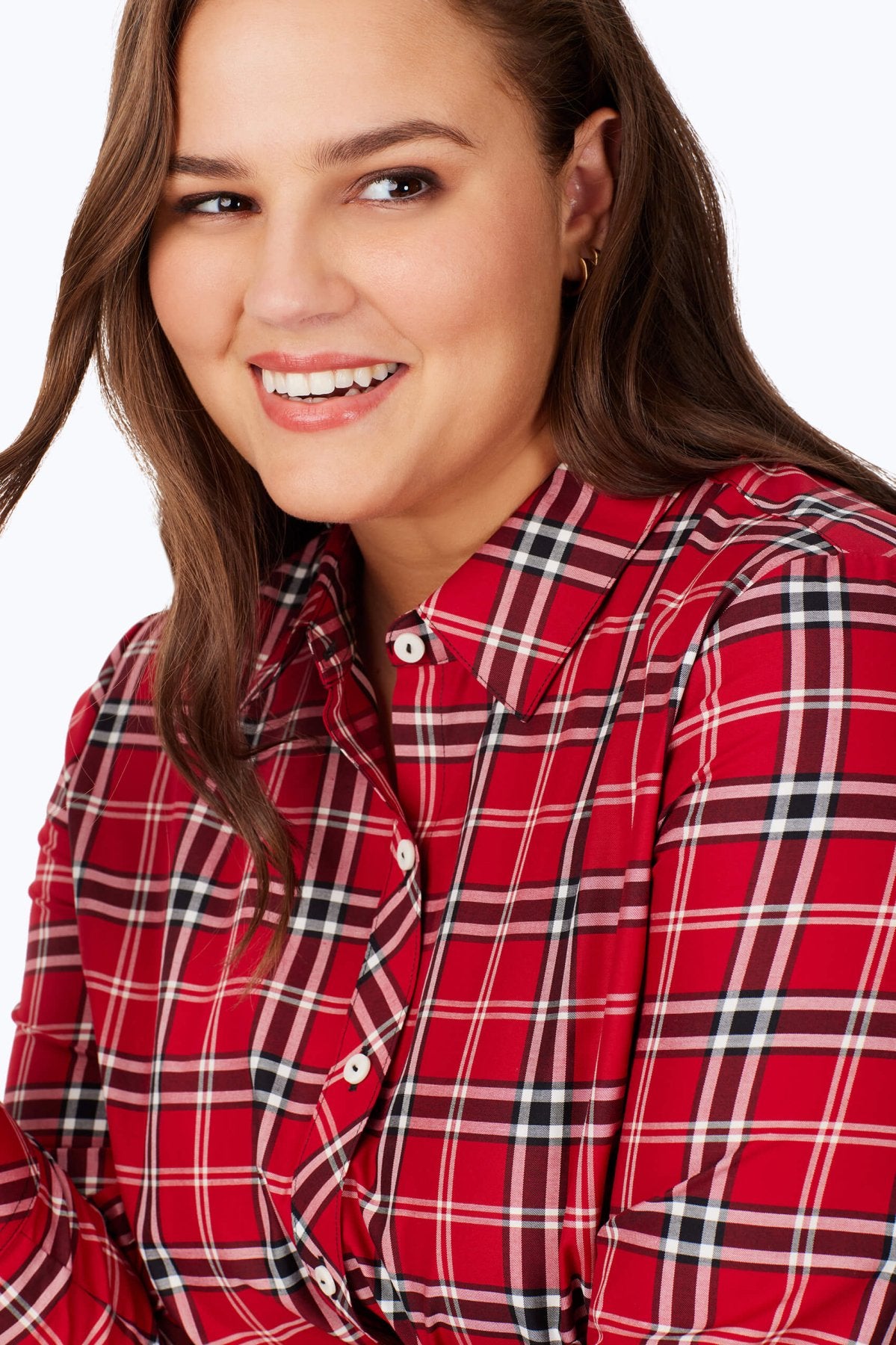 Stylish Plus Size Holiday Plaid Long Sleeve Dress for Women - Perfect for Christmas Parties, Office Wear & Winter Gatherings