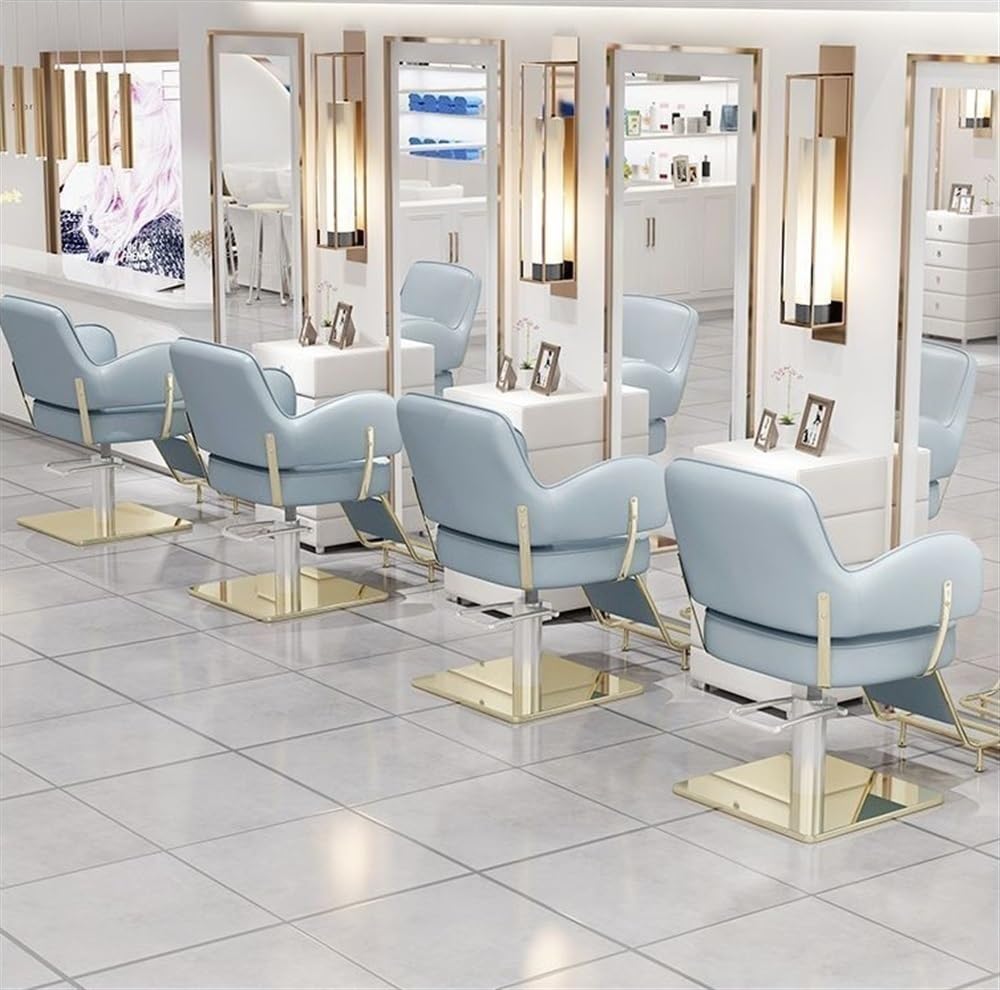 Professional Barber Chair Salon Chair for Hair Stylists - 360° Swivel Rolling Styling Chair with Hydraulic Lift, Adjustable Footrest & Headrest - Perfect for Barbershops, Hair Salons & Spas (Blue) - Ideal for Haircuts, Styling, Shaving & Relaxing Treatments