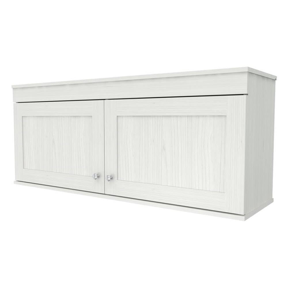 Shaker Style Wall Mounted 2-Door Buffet Cabinet - Kitchen & Dining Room Storage with Brushed Metal Knobs, Easy Assembly, Washed Oak Finish | Perfect for Small Space Organization & Home Decor