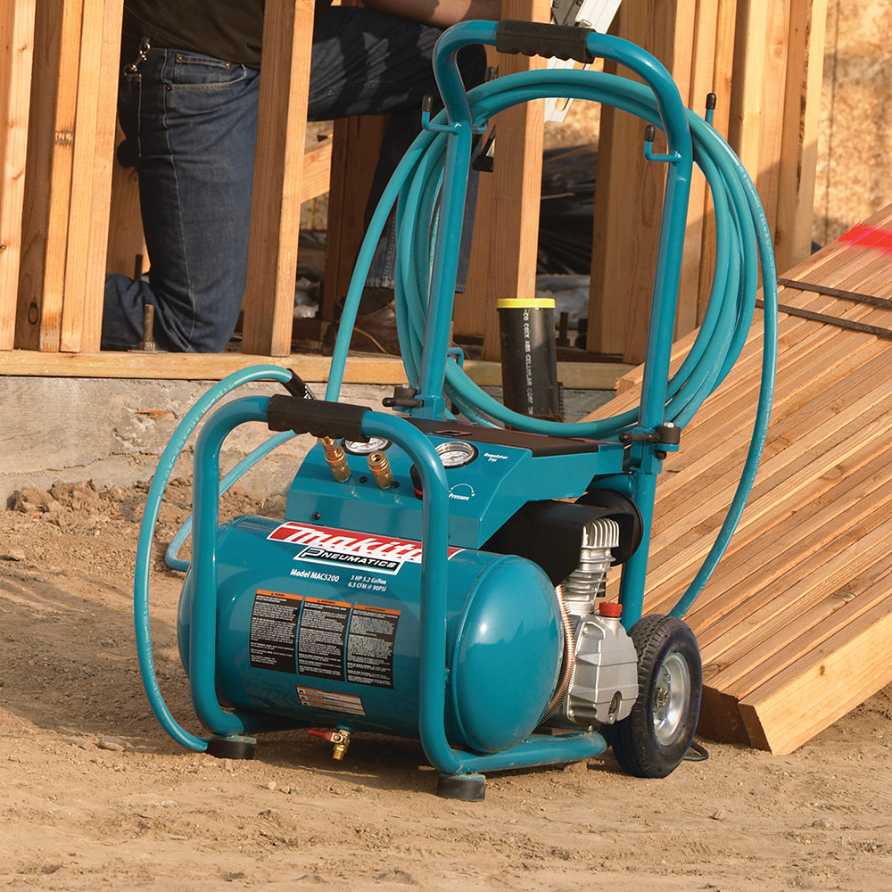 Makita MAC5200 3.0 HP Big Bore Air Compressor with Cast Iron Roll Cage - Powerful & Durable for Construction, Woodworking, and Automotive Repair