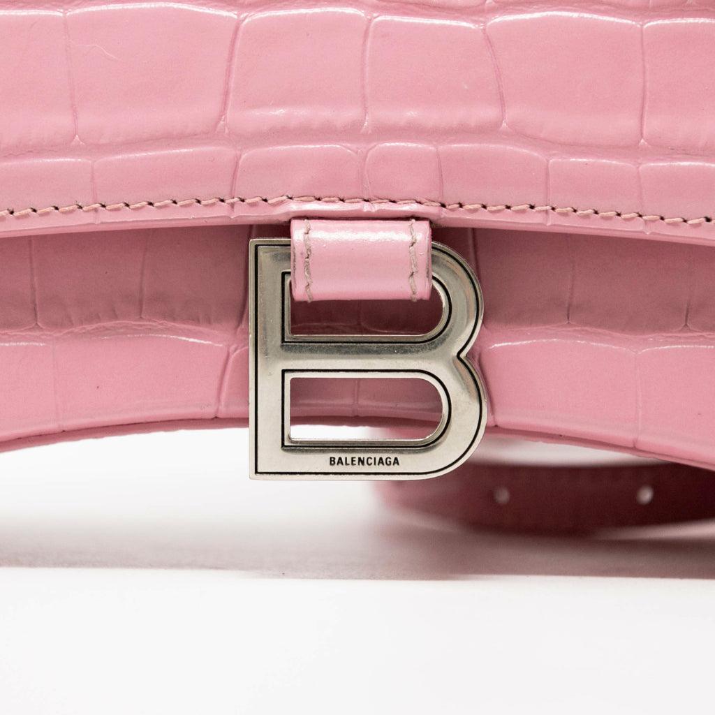 Balenciaga Small Pink Crocodile Hourglass Bag - Luxury Designer Handbag for Women, Perfect for Parties, Dates & Evening Events
