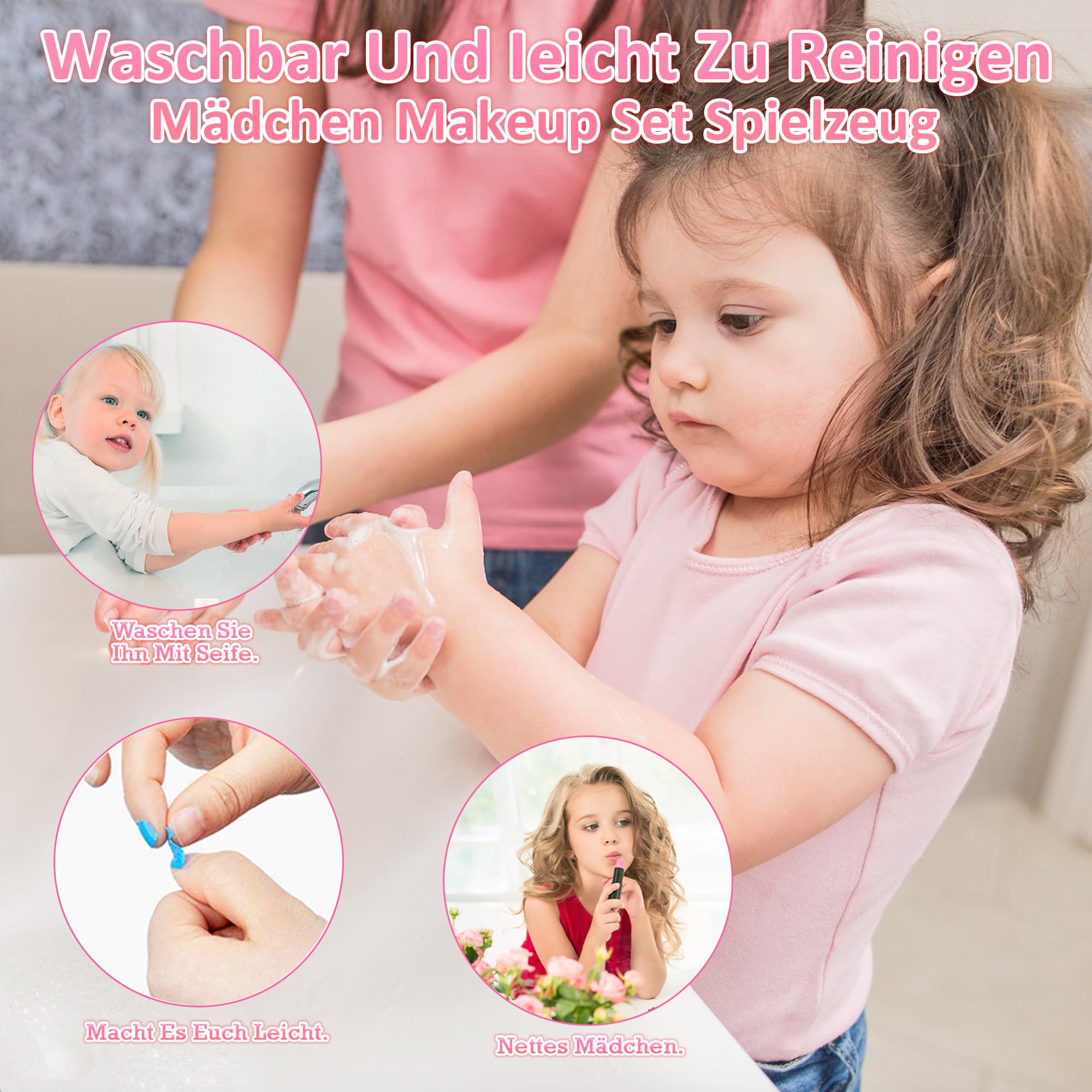 Safe Washable Kids Makeup Kit - Princess Toy Gift for Girls 4-12 Years, Play & Dress Up