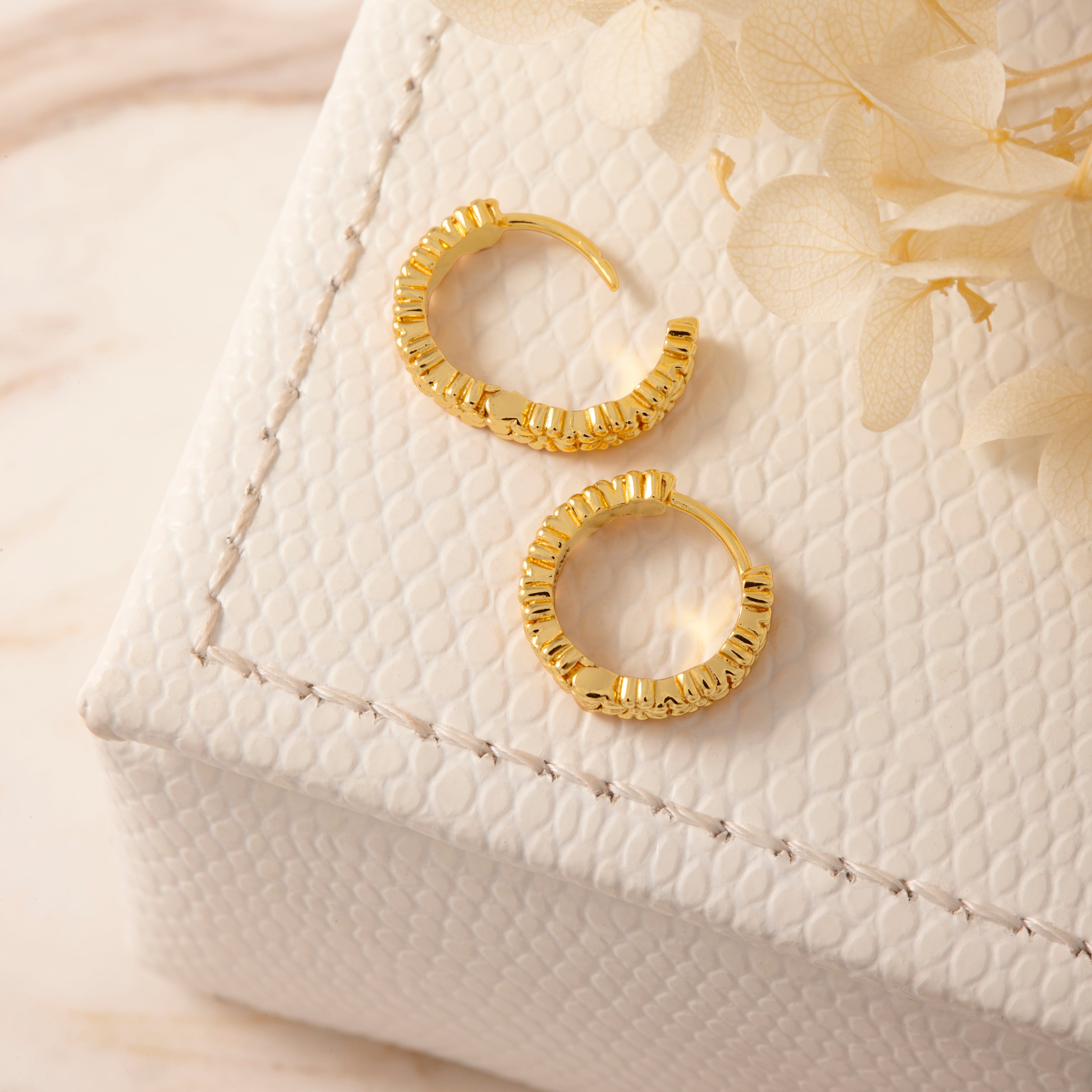 Garden Bloom Gold Huggie Earrings for Women - Elegant & Hypoallergenic Hoop Earrings for Everyday Wear, Parties & Special Occasions