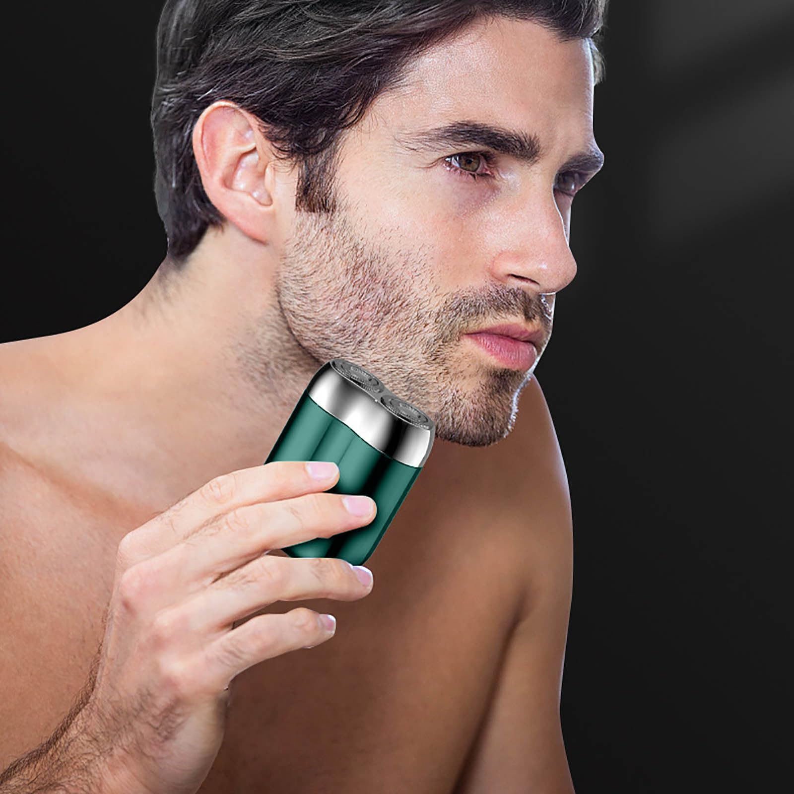 Mini Electric Razor for Men - Portable Wet/Dry Shaver with Double-Ring Magnetic Cutter, Full Body Washable Design for Face, Chest & Leg Hair Removal - Travel & Gym Friendly (Green)