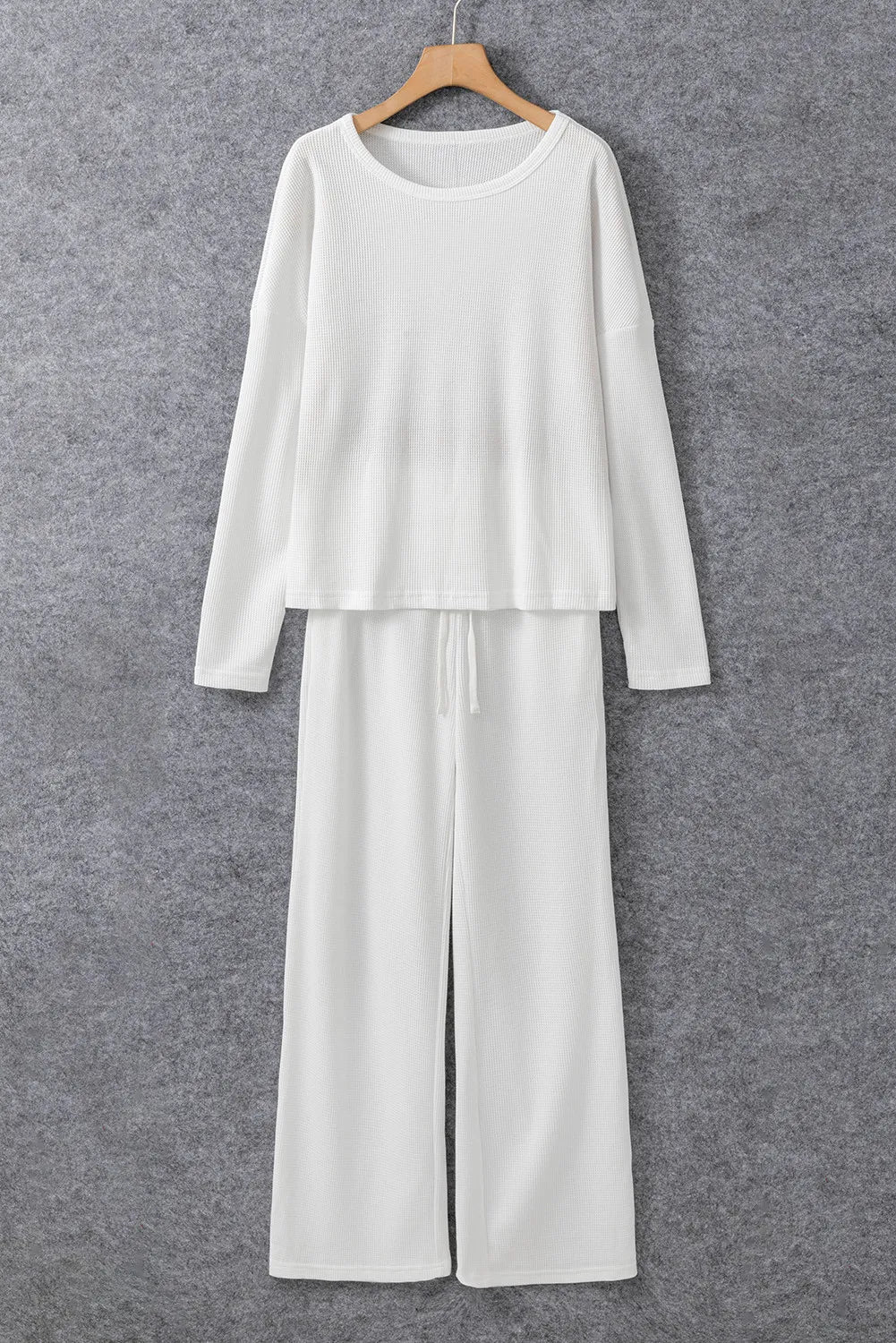 Women's Soft Round Neck Long Sleeve Top & Drawstring Pants Lounge Set - Comfy Casual Outfit for Home, Yoga, Travel & Relaxation