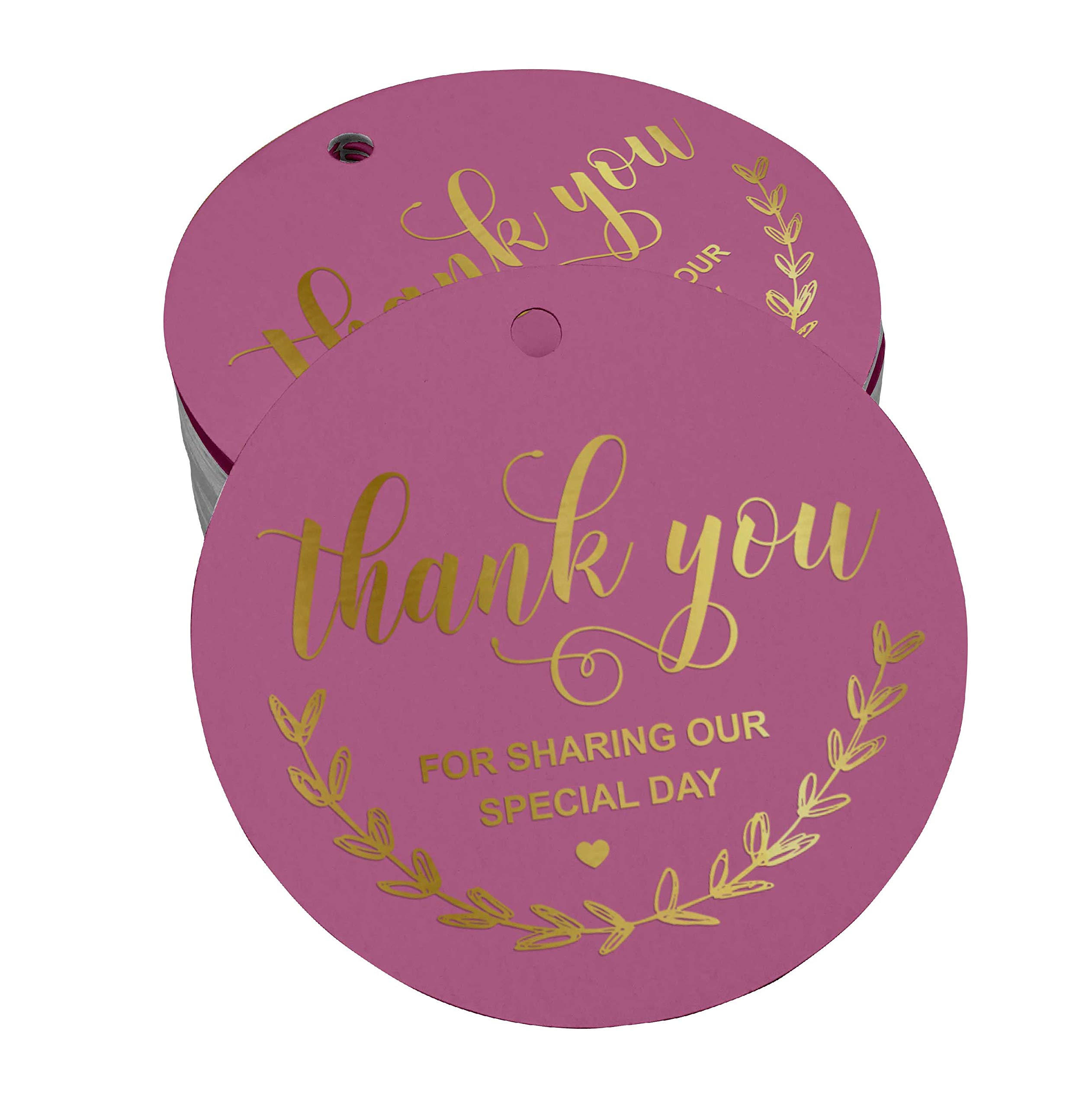 Gold Foil Thank You Tags - 100pcs Elegant Wedding, Bridal Shower, Baby Shower, Birthday & Retirement Favor Tags - Perfect for Party Favors, Gift Wrapping & Special Occasions