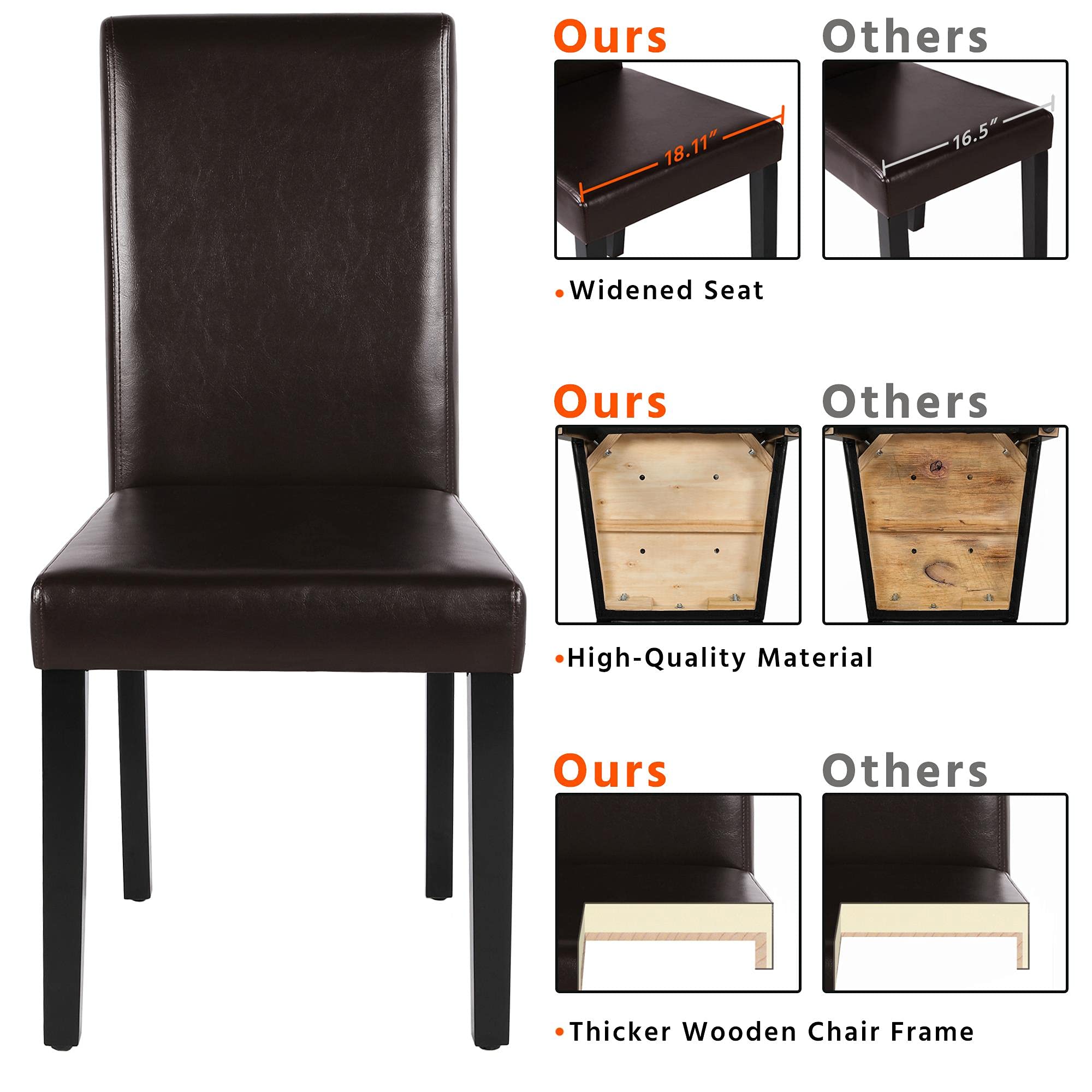 Topeakmart 4-Piece Brown Dining Chairs Set for Kitchen & Restaurant Use