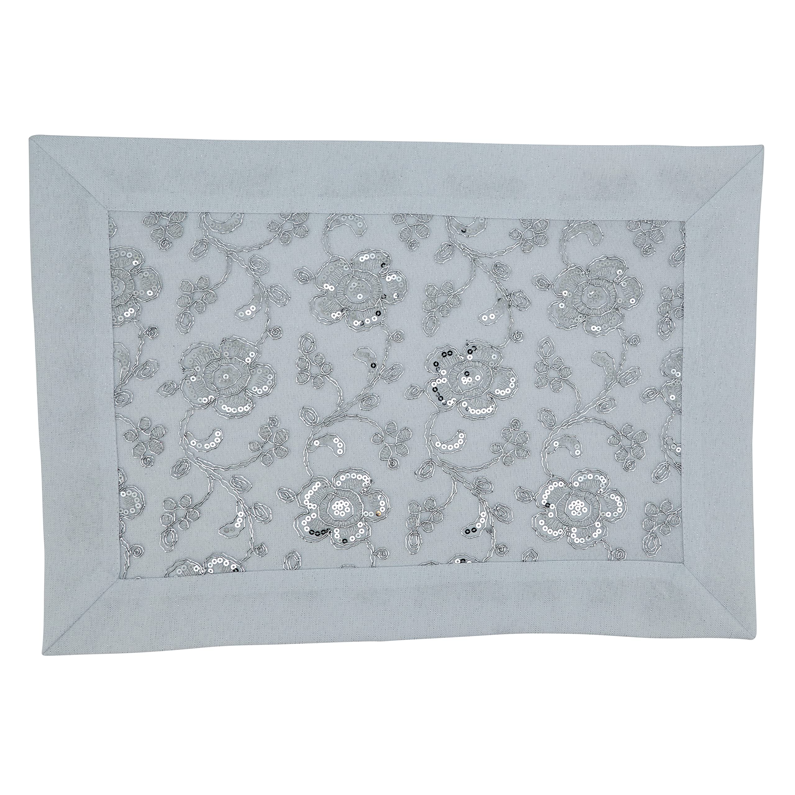 Floral Embroidered Placemats Set of 4 - Elegant Table Mats for Dining, Kitchen Decor, and Special Occasions