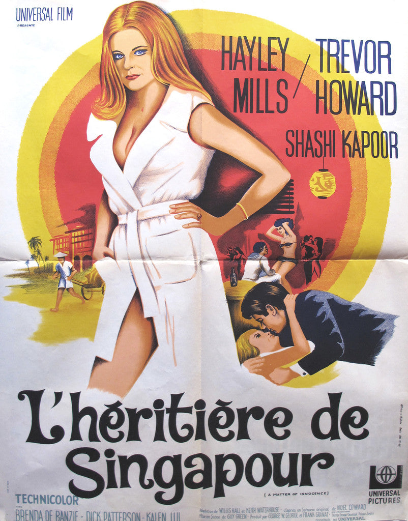 Vintage 1967 Original French Movie Poster - L'Heritiere De Singapour (A Matter of Innocence) - Classic Cinema Collectible for Film Lovers & Home Theater Decor