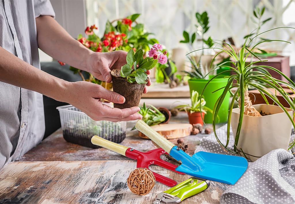 IELEK 5-Piece Stainless Steel Gardening Tool Set - Trowel, Rake, Shovel, Spoon & Fork - Durable Outdoor Garden Tools for Planting, Weeding & Landscaping - Perfect Easter Gift for Gardeners & Homeowners
