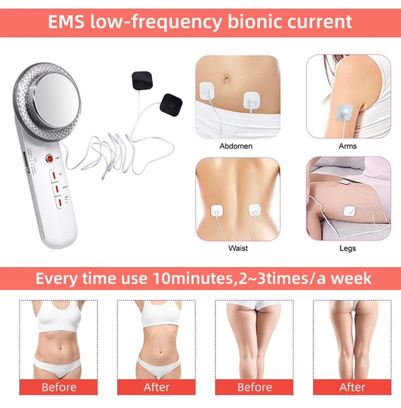 Professional Ultrasound Cavitation & EMS Fat Burner Machine - Body Slimming Massager for Weight Loss, Anti-Cellulite Treatment with Galvanic Infrared Technology | Home Use & Spa Treatment for Tummy, Arms, Thighs