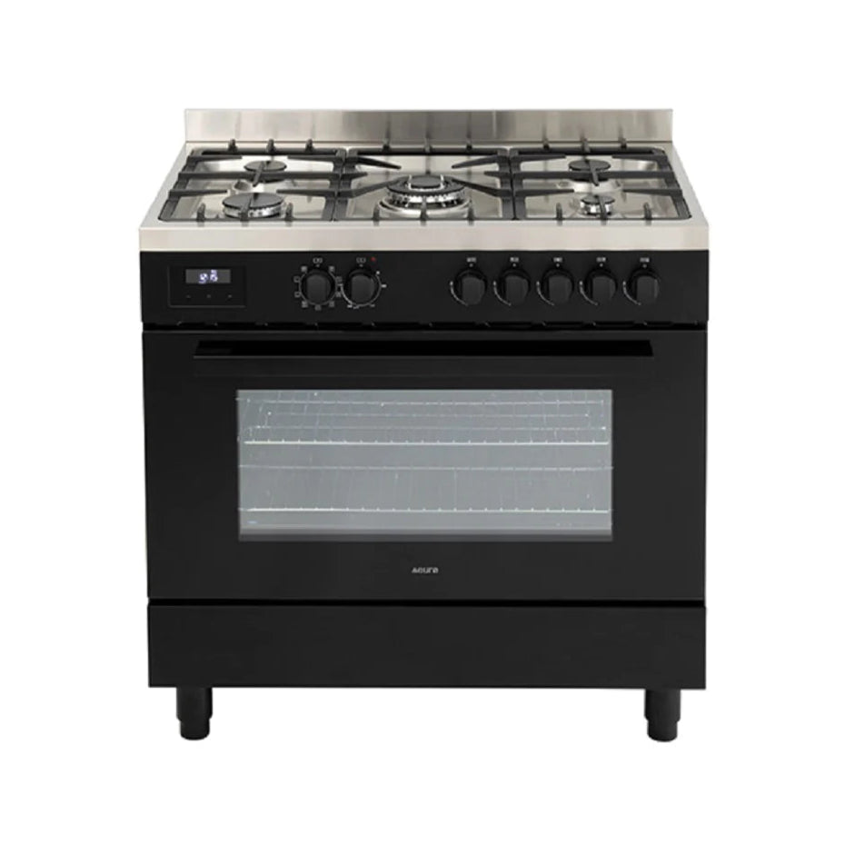 Euro Appliances EO90FSDPBL 90cm Freestanding Dual Fuel Range Stove - Black Finish | Professional Cooking for Home Chefs | Ideal for Modern Kitchens & Open-Plan Living Spaces