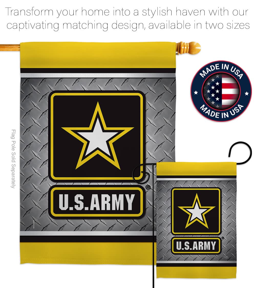 US Army Steel Garden Flag Set with Stand - Military Veteran Yard Decoration for Patriotic Home & Outdoor Use