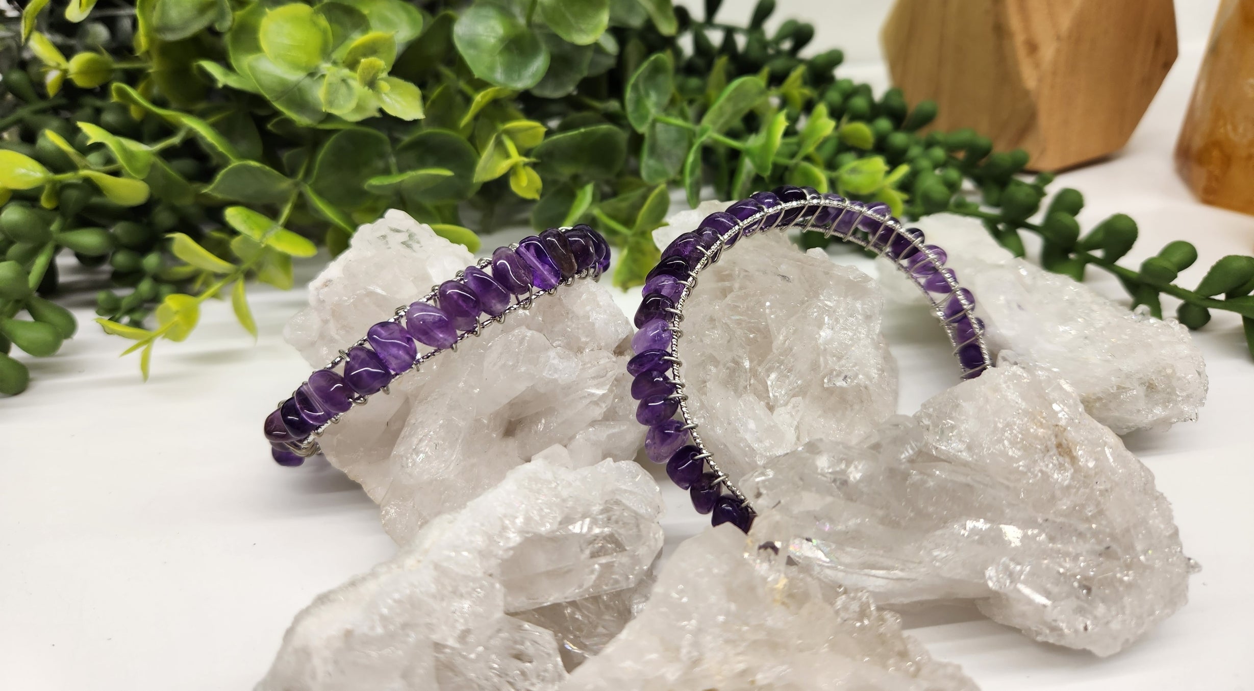 18KT White Gold Overlay Amethyst Bangle Bracelet for Women - Elegant Purple Gemstone Jewelry Gift for Birthday, Anniversary & Special Occasions