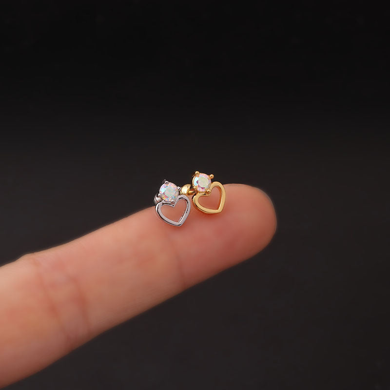 20G Sweet Hollow Heart Tragus Cartilage Piercing Stud - Hypoallergenic Stainless Steel Earrings for Women | Perfect for Daily Wear, Parties & Gifts (HSPJ724)