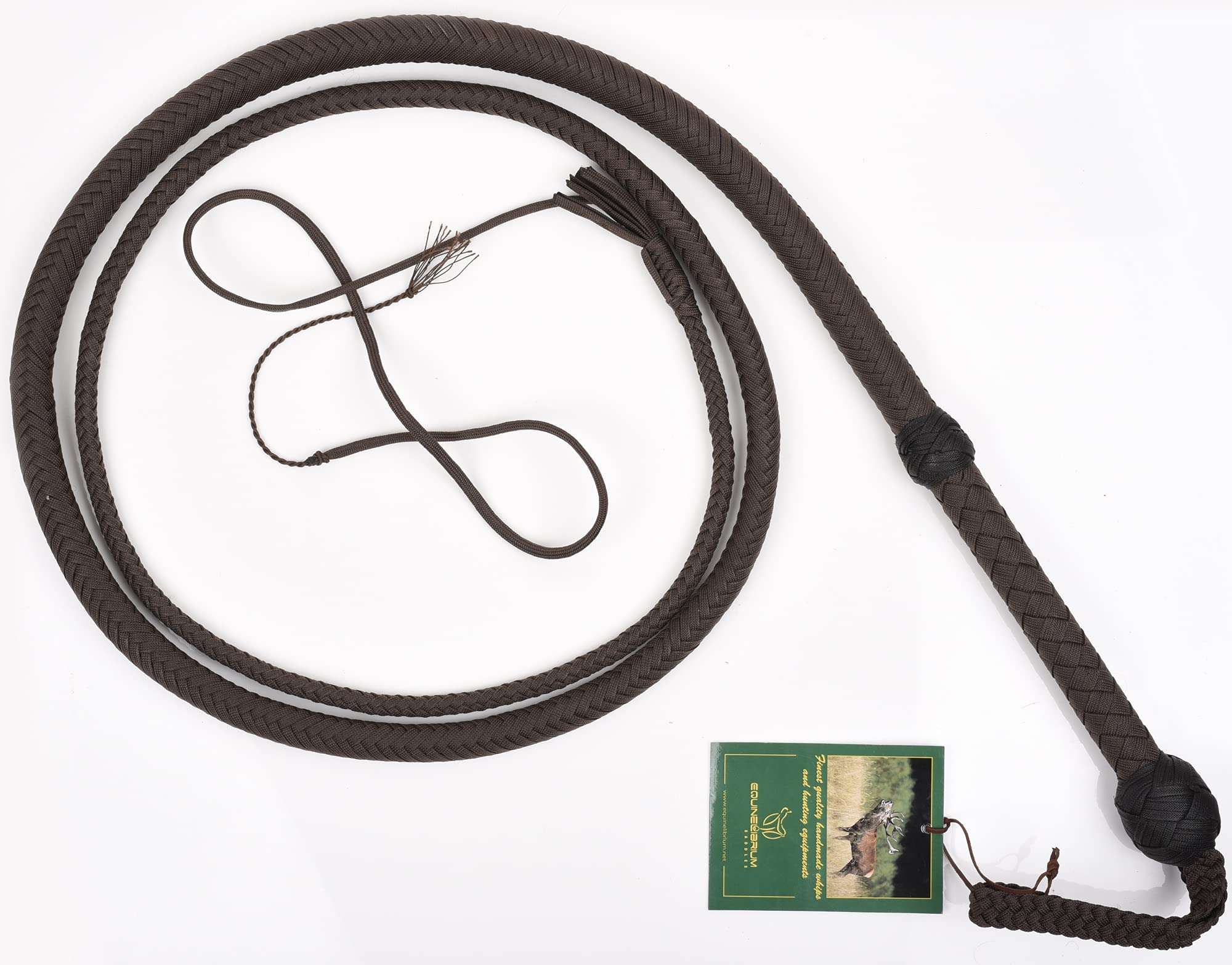 16 Plait Brown Nylon Bullwhip - 4ft to 12ft Shot Loaded Indiana Jones Style Whip (Waxed/Unwaxed Options) | Perfect for Cosplay, Costume Accessories, Western Reenactments & Outdoor Survival Gear